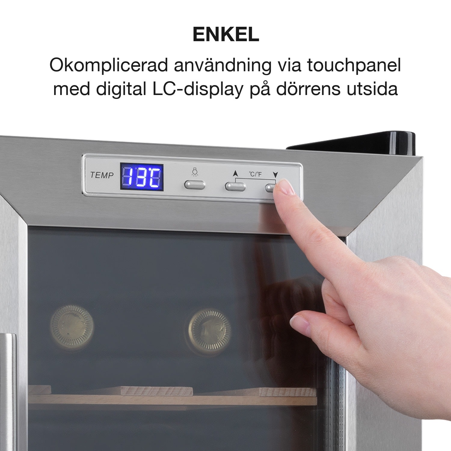 Reserva 8 Uno Vinkylskåp 23 liter 8 flaskor 11-18 °C 26 dB ädelstål 1 kylzon | 8 flaskor