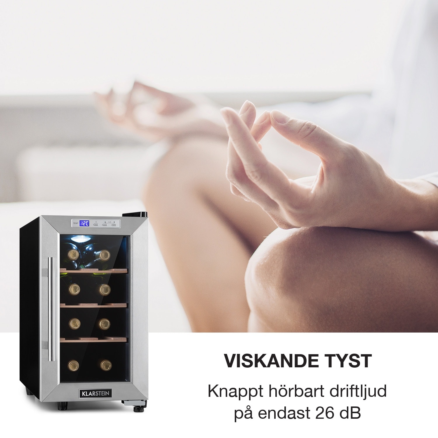 Reserva 8 Uno Vinkylskåp 23 liter 8 flaskor 11-18 °C 26 dB ädelstål 1 kylzon | 8 flaskor