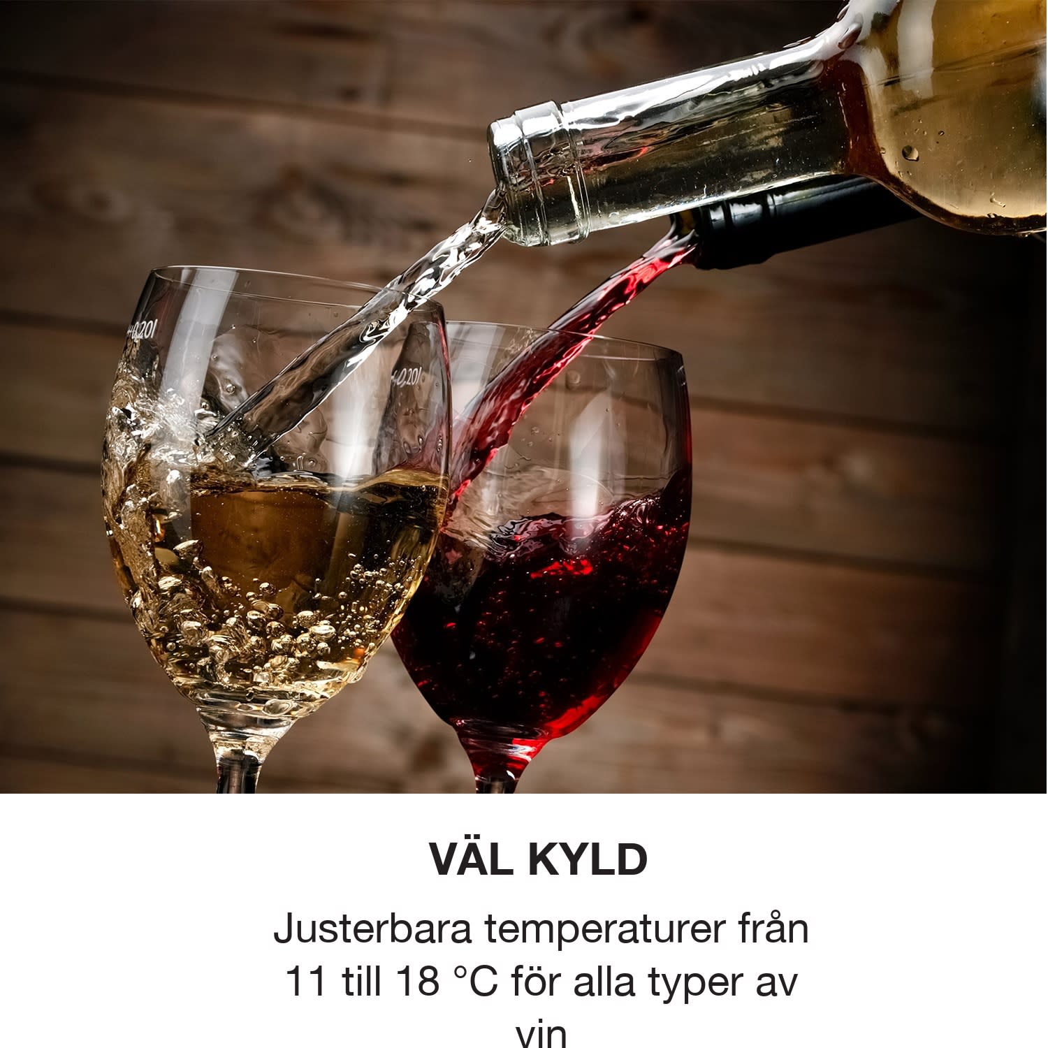 Reserva 8 Uno Vinkylskåp 23 liter 8 flaskor 11-18 °C 26 dB ädelstål 1 kylzon | 8 flaskor
