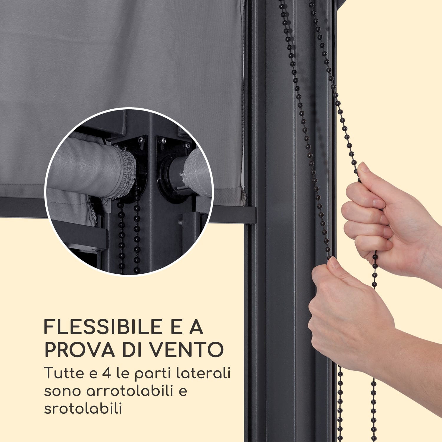 Grandezza Cortina, Gazebo da giardino, 3 x 3 m, 4 pareti laterali 3 x 3 m | Cinzento Escuro