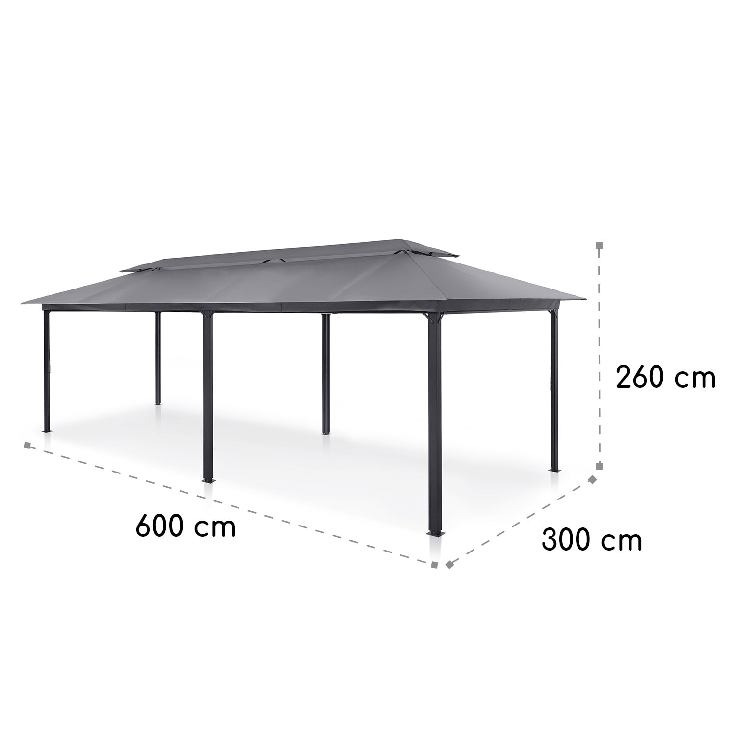 Grandezza Cortina Gartenpavillon 3x6m 4 Seitenteile 3 x 6 m | Dunkelgrau