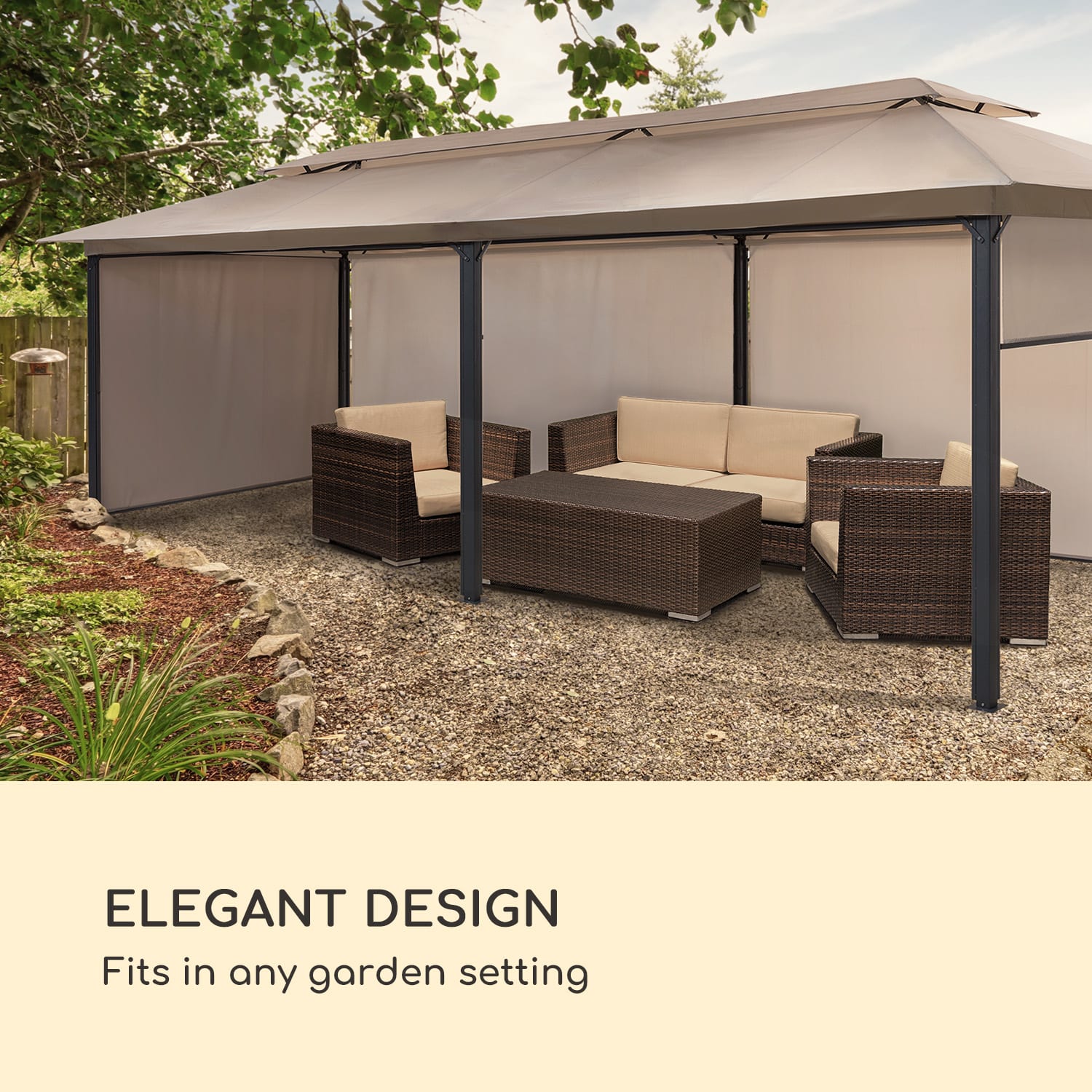 Grandezza Cortina, pergola, 3 x 6 m, 4 bočné steny 3 x 6 m | Svetlá taupe