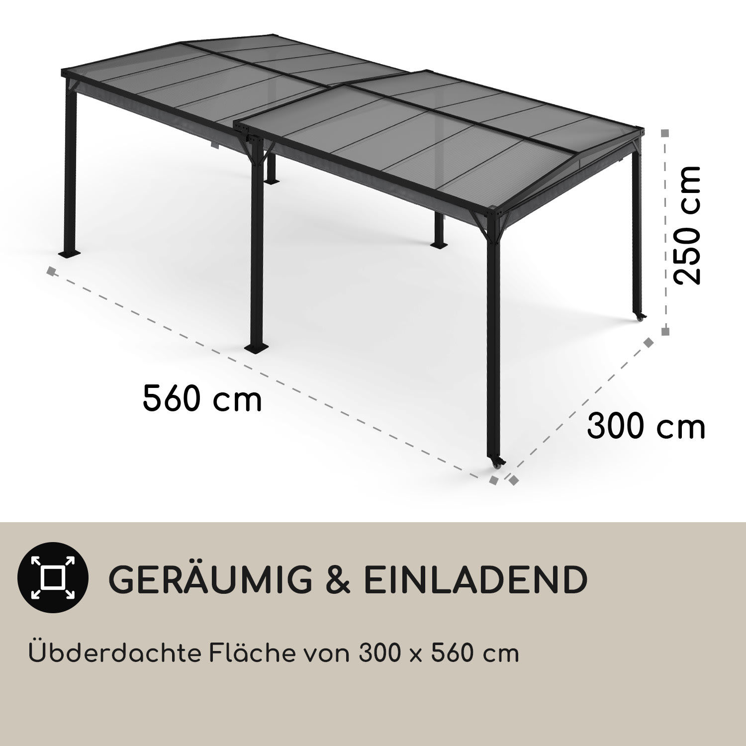 Pantheon Solid Sky Expand Pavillon Seitenwände 3x3-5,6 m Aluminium mit Seitenwänden | Dunkelgrau