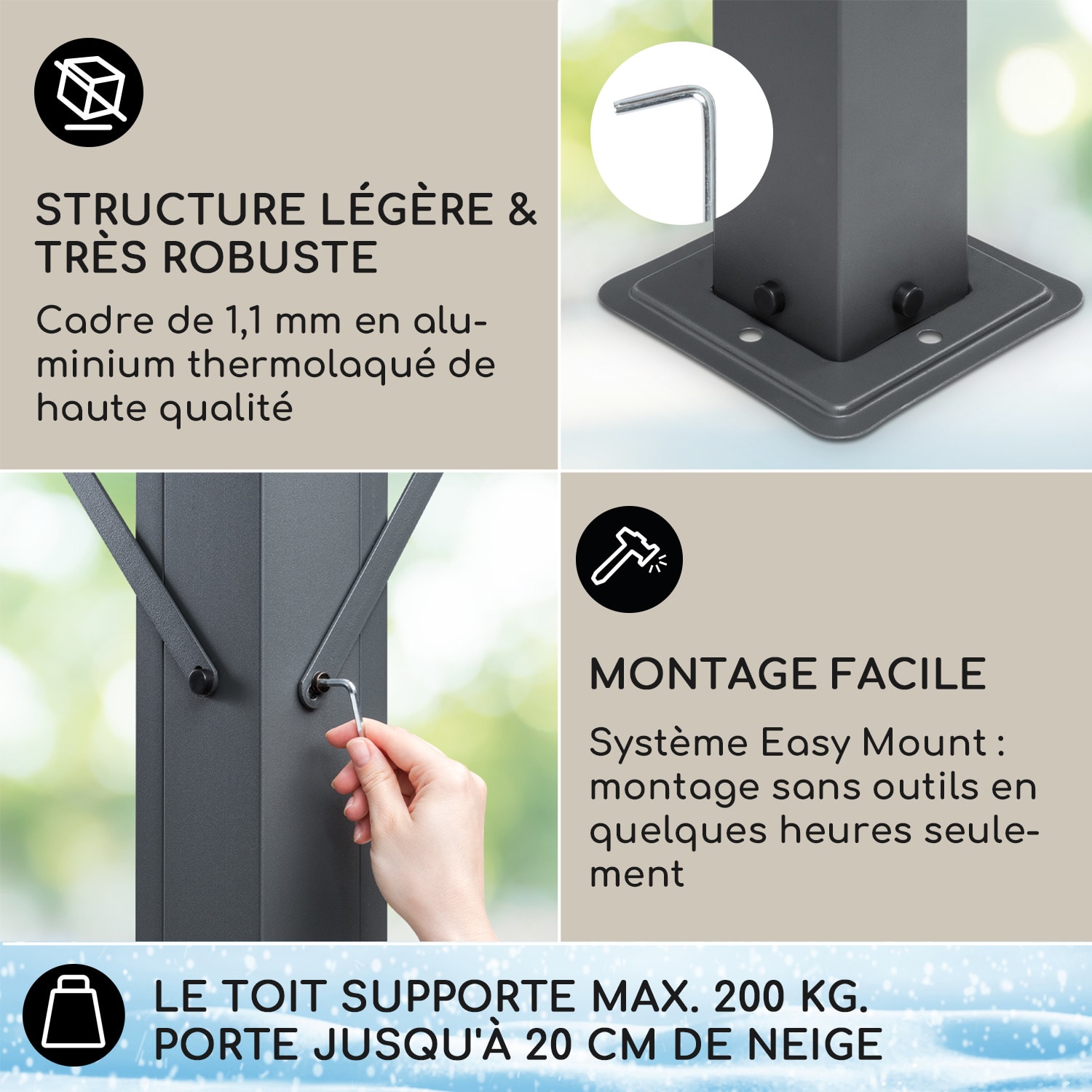 Pavilion Pantheon Solid Sky Expand parois latérales 3x3-5.6 m Aluminium Avec parois latérales | Gris Foncé