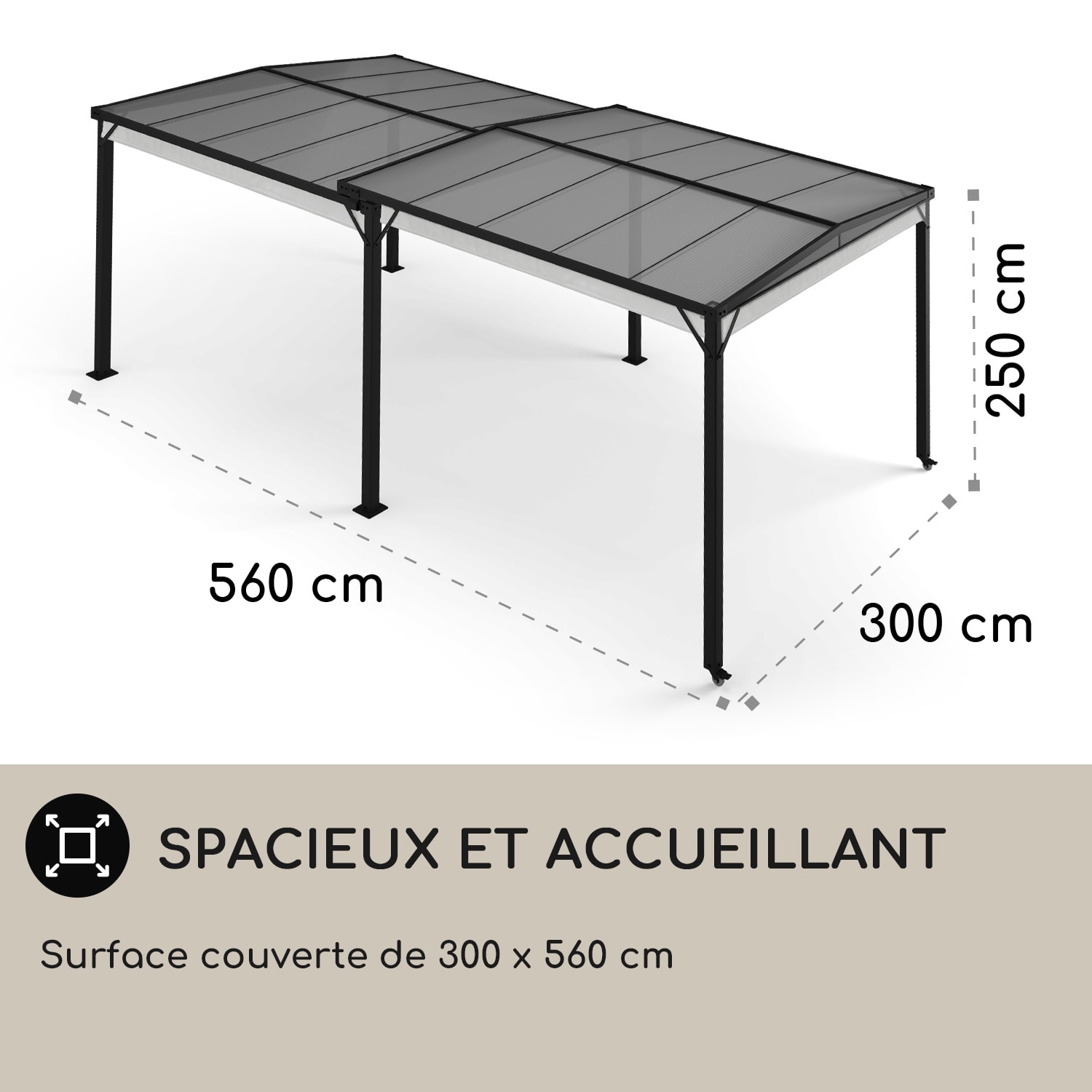 Pantheon Solid Sky Expand paviljoen zijwanden 3x3-5,6 m aluminium met zijwanden | Duifgrijs