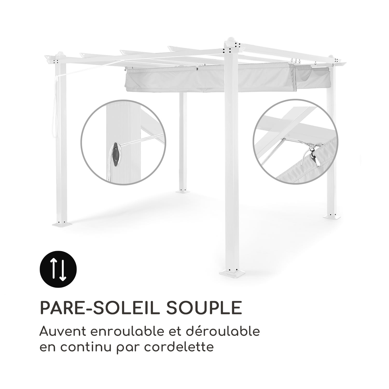 Pantheon Pergola tubes carrés d'aluminium 3x3 m 4 poteaux d'angle hydrofuge 