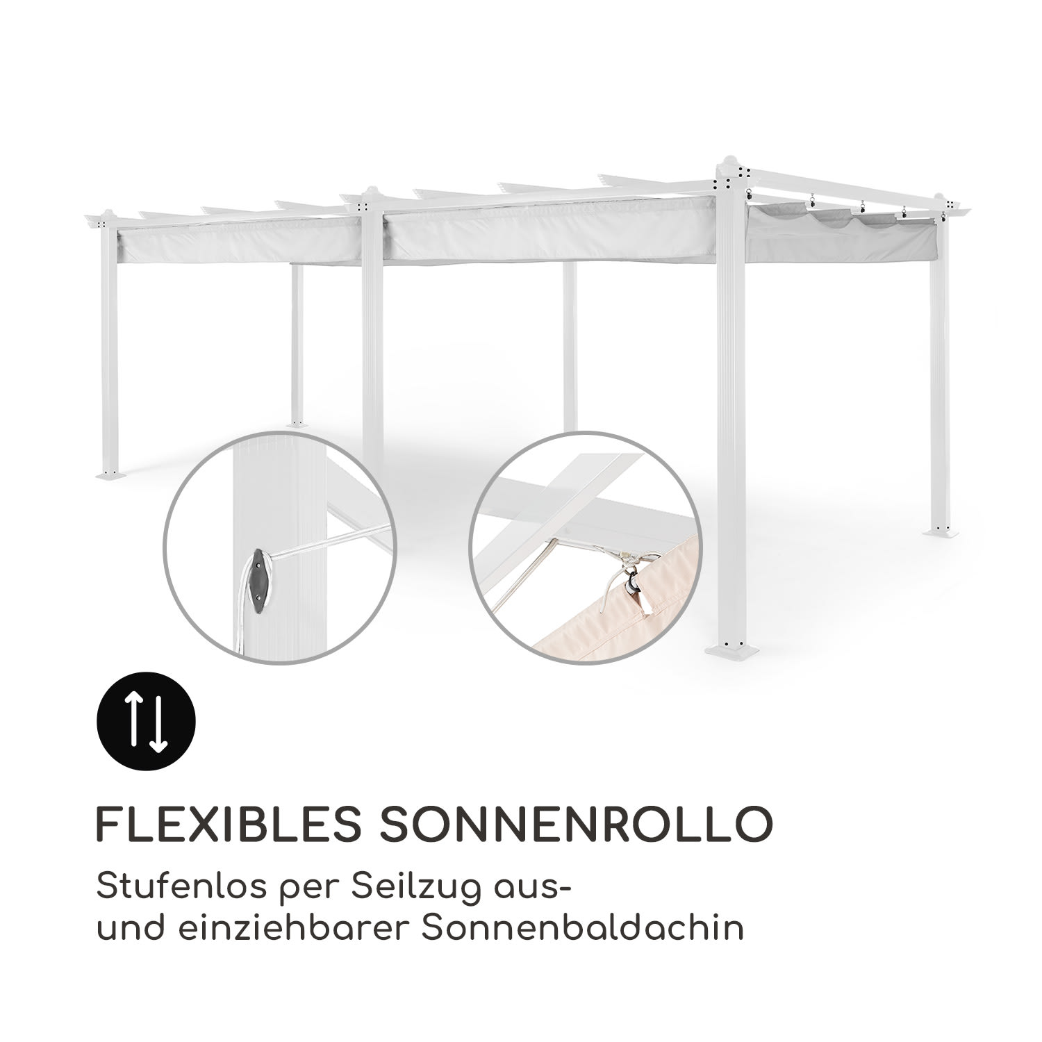 Pantheon Pergola Aluminiumkantrohr 3x6m 4 Eckpfosten  wasserabweisend 3 x 6 m | Weiß | Weiß / Taubengrau