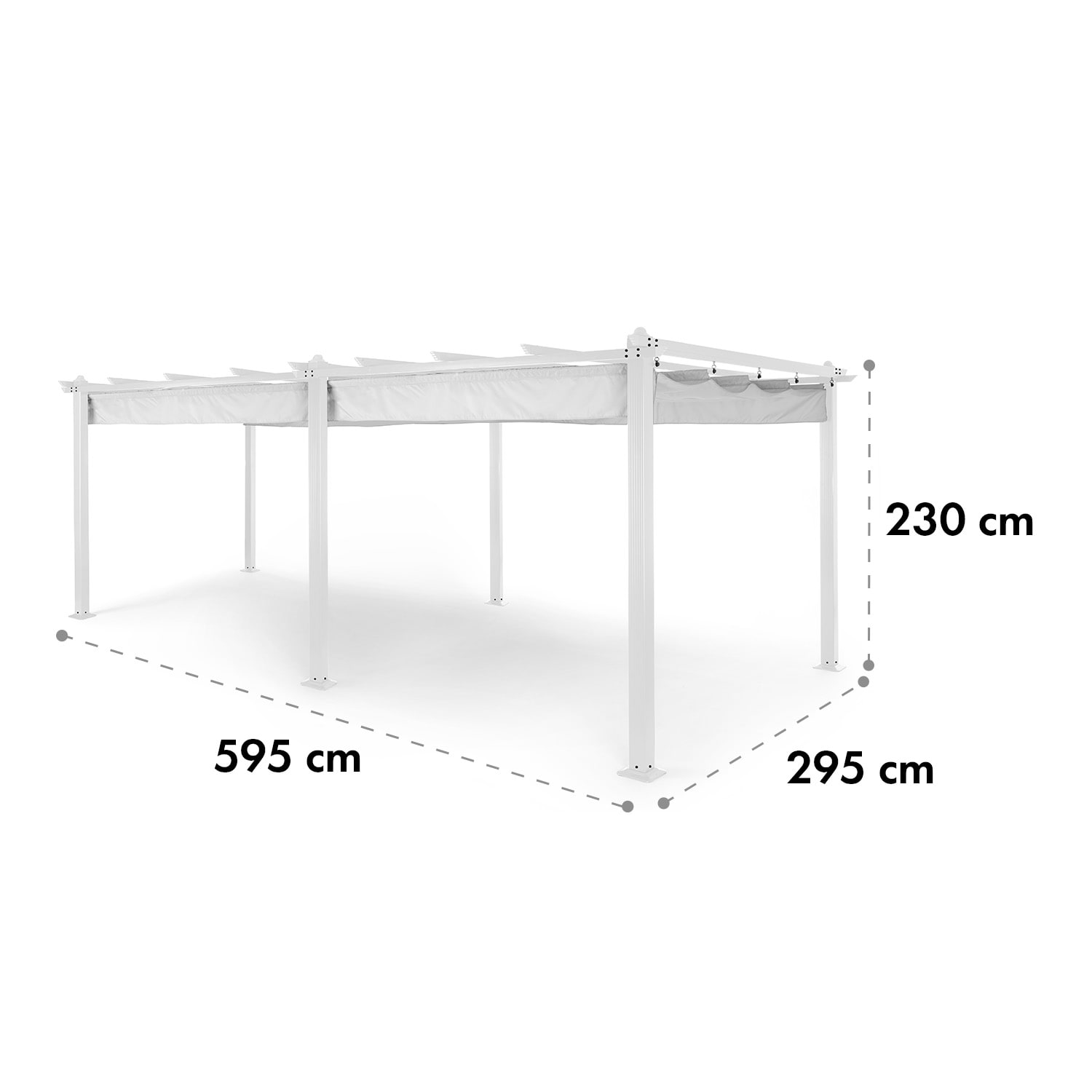 Pantheon, altana ogrodowa, pawilon, 3 x 6 m, aluminium, rury czterokątne, wodoszczelny dach 3 x 6 m | Biały | Biały / Gołębia Szarość
