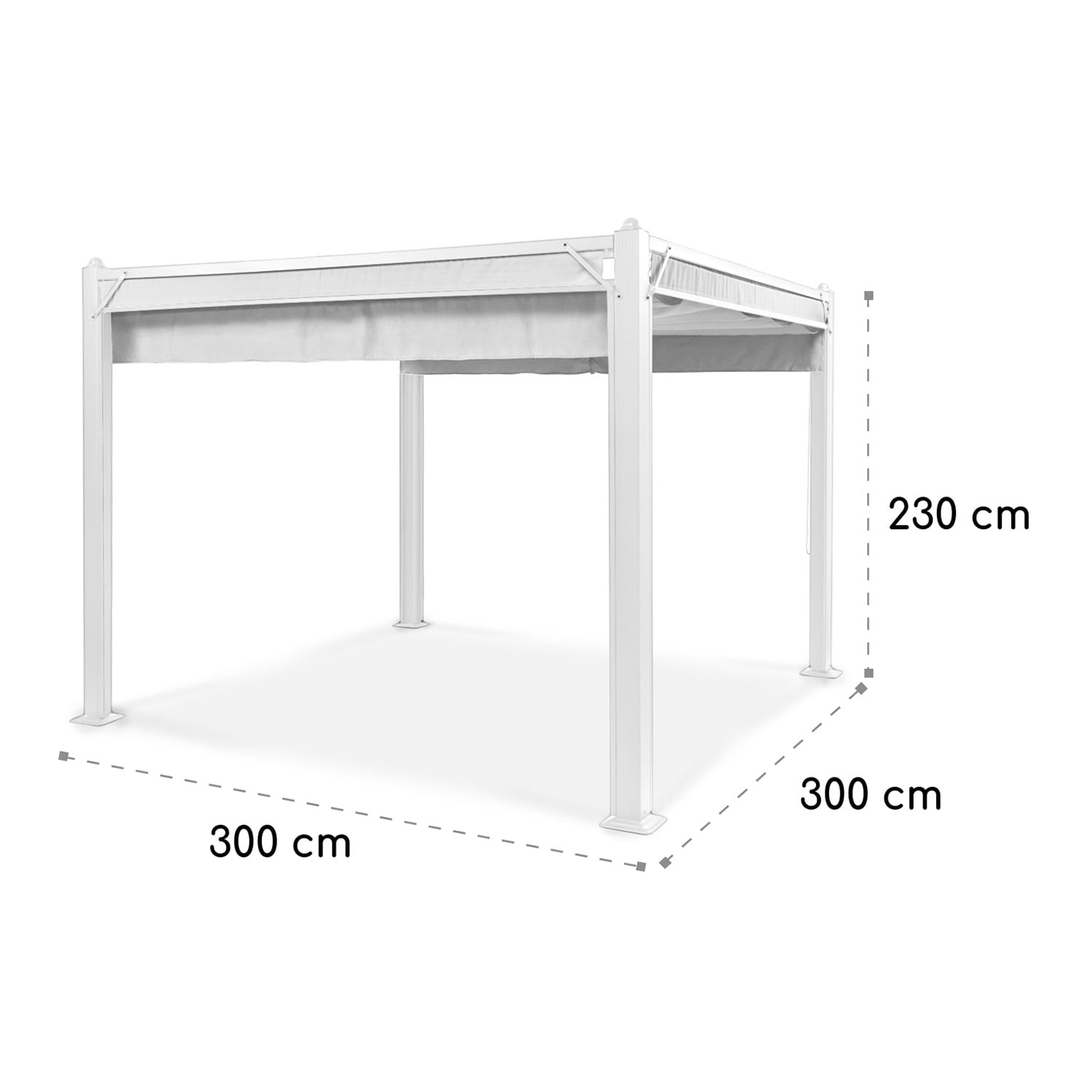 Pantheon Cortina, altana ogrodowa, pawilon, 3 x 3 m, 4 rolety boczne, dach 3 x 3 m | Biały | Gołębia Szarość