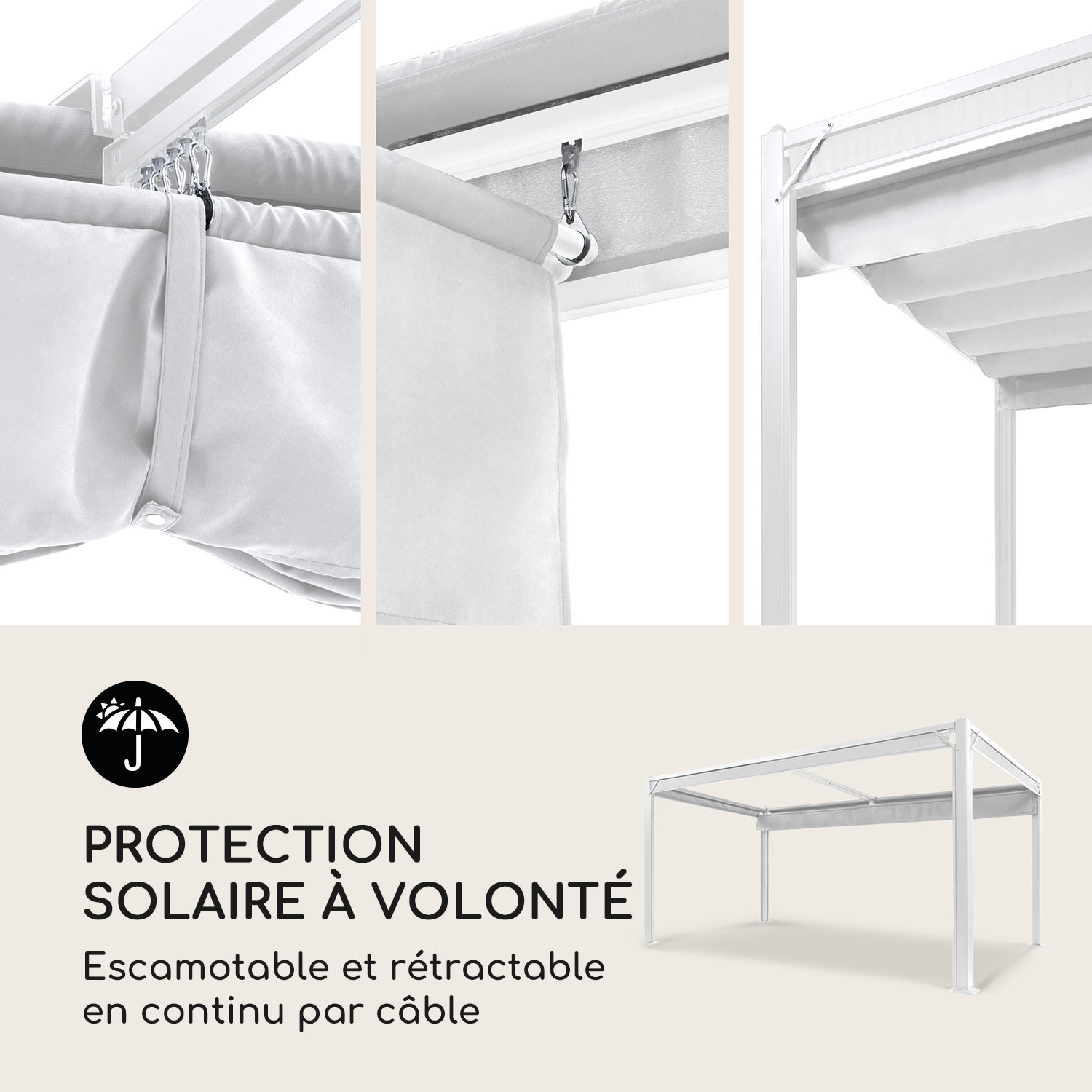 Pantheon Cortina paviljoen met dak 3x4m 4 zijstukken 3 x 4 m | Wit | Duifgrijs