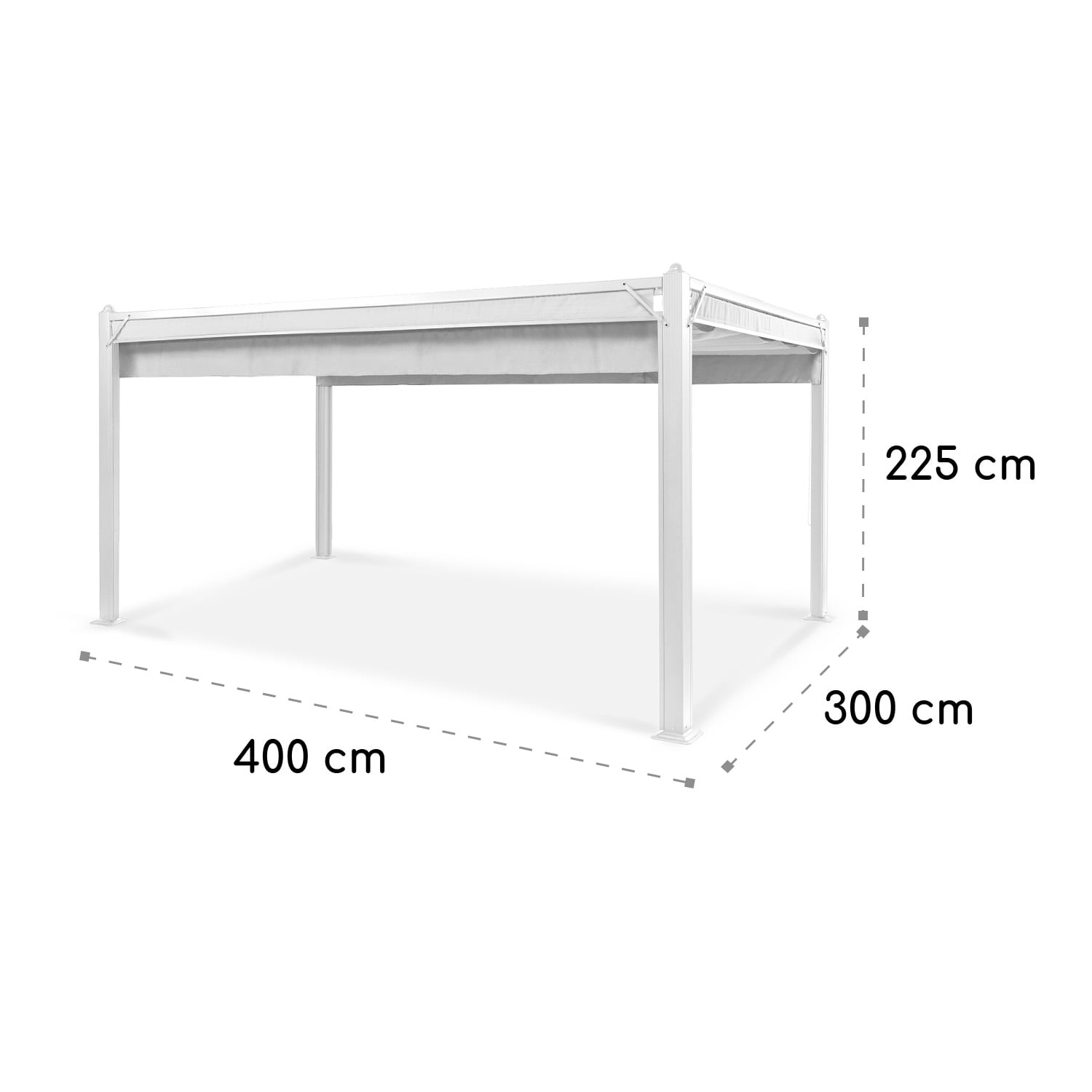 Pantheon Cortina Pavillon mit Dach 3x4m 4 Seitenteile 3 x 4 m | Weiß | Taubengrau
