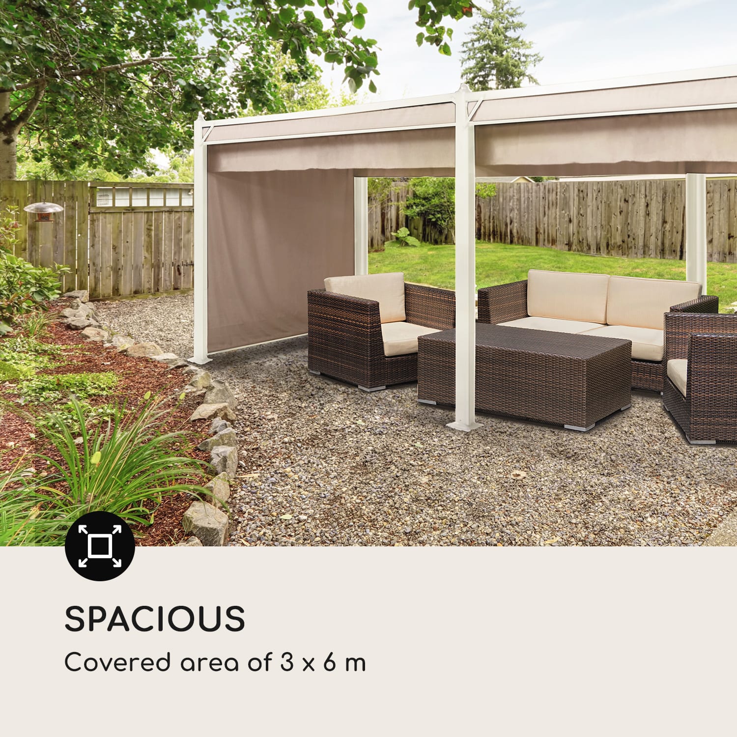 Pantheon Cortina paviljoen met dak 3x6m 4 zijstukken 3 x 6 m | Wit | Zand