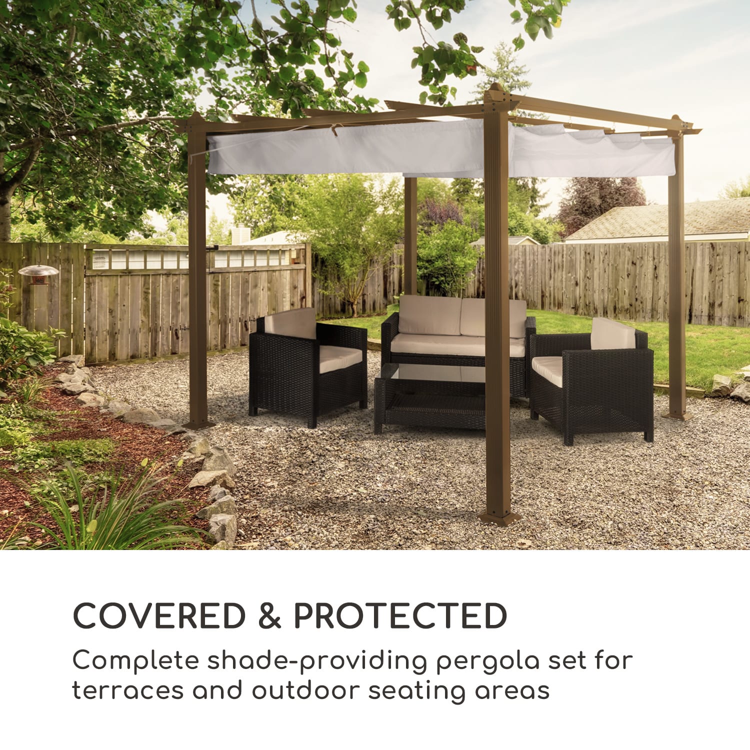 Pantheon Rust, pergola, profile aluminiowe, 3 x 3 m, 4 nogi, tkanina wodoodporna 3 x 3 m | Ziemisty brąz / biel