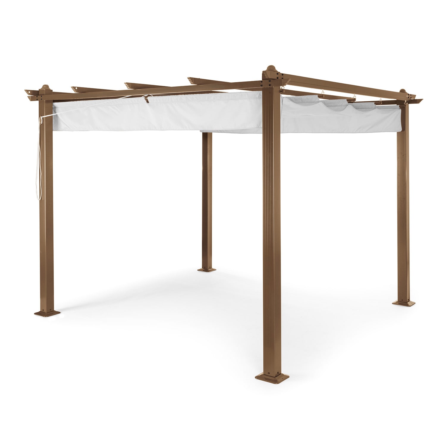 Pantheon Rust, pergola, profile aluminiowe, 3 x 3 m, 4 nogi, tkanina wodoodporna 3 x 3 m | Ziemisty brąz / biel
