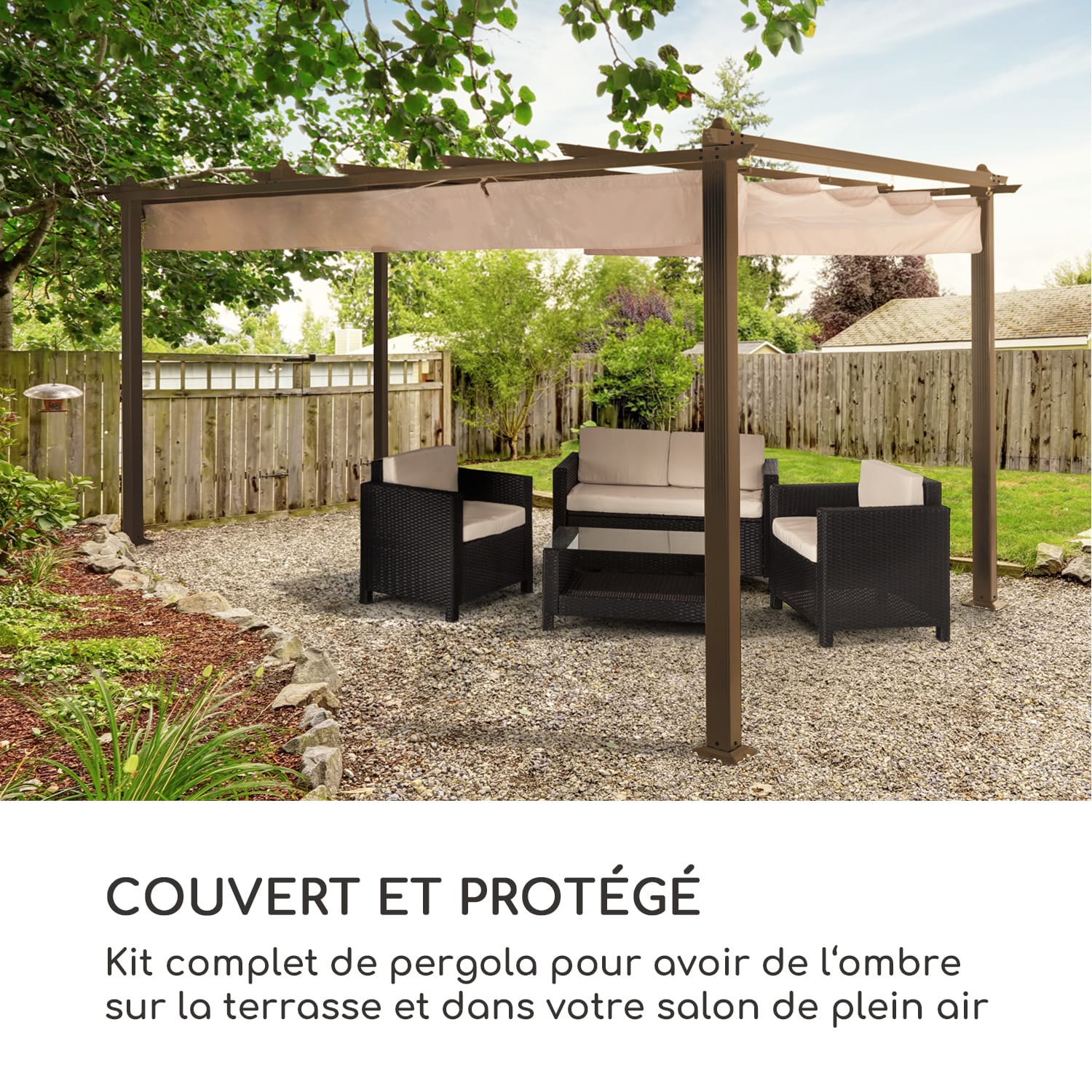 Pantheon Rust Pergola, tube de bordure aluminium, 3 x 4 m, 4 poteaux d'angle hydrofuge 3 x 4 m | Brun terre / sable