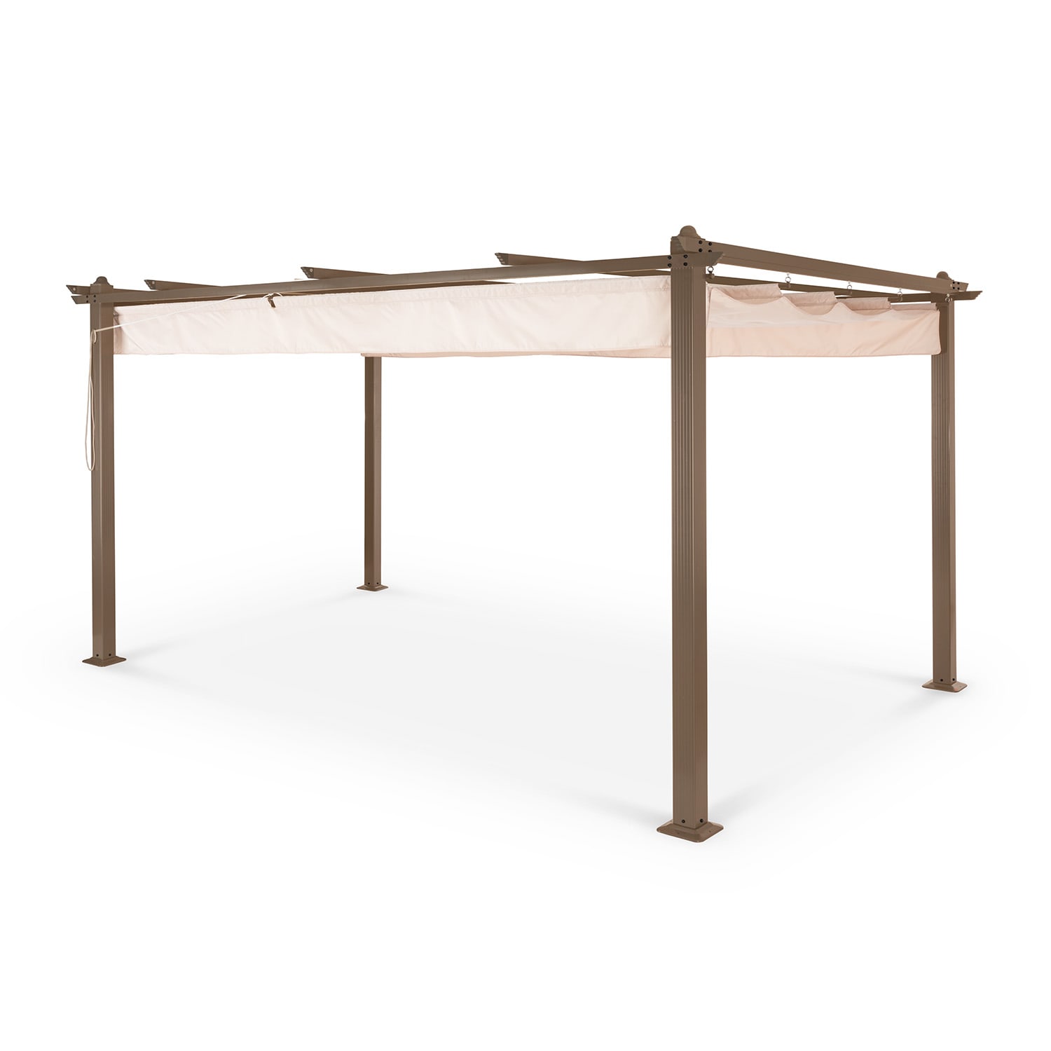 Pantheon Rust Pergola Aluminium 3x4m 6 Eckpfosten wasserabweisend 3 x 4 m | Erdbraun / Sand