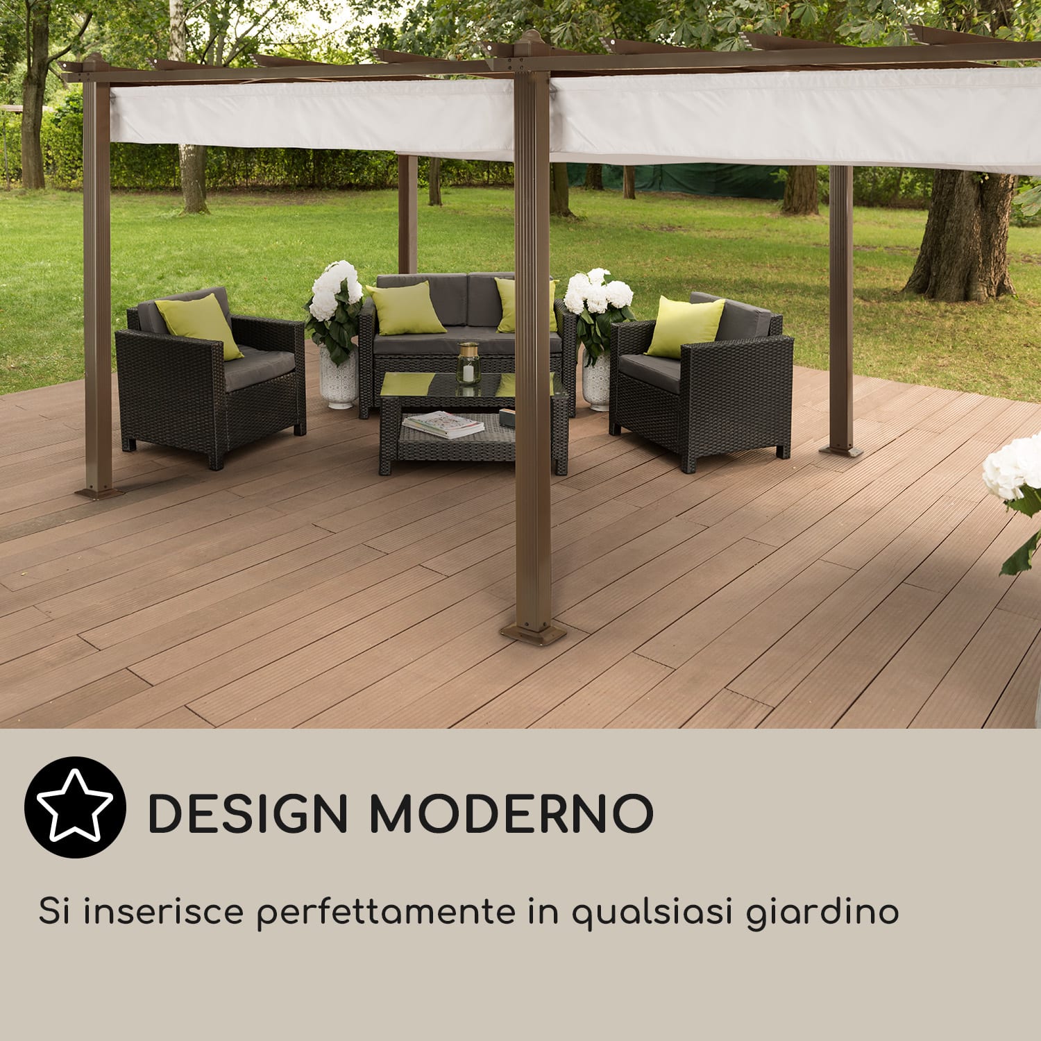 Pantheon Rust, Gazebo, tubi di alluminio, 3x6 m, 4 paletti, idrorepellente 3 x 6 m | Marrone terra/Bianco