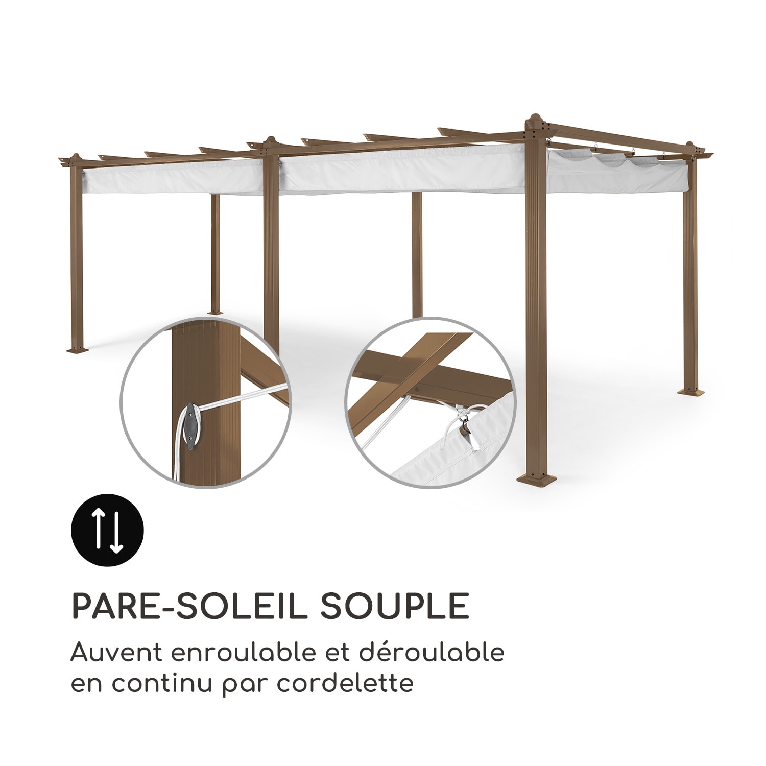 Pantheon Rust Pergola vierkante buis 3x6 m 4 hoekpalen waterafstotend 3 x 6 m | Aardebruin / wit