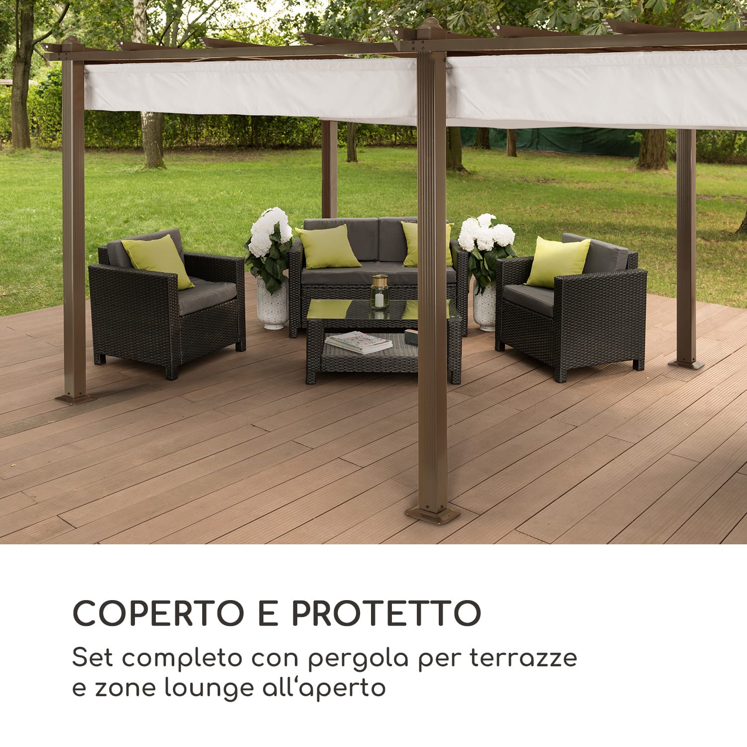 Pantheon Rust, Gazebo, tubi di alluminio, 3x6 m, 4 paletti, idrorepellente 3 x 6 m | Marrone terra/Bianco