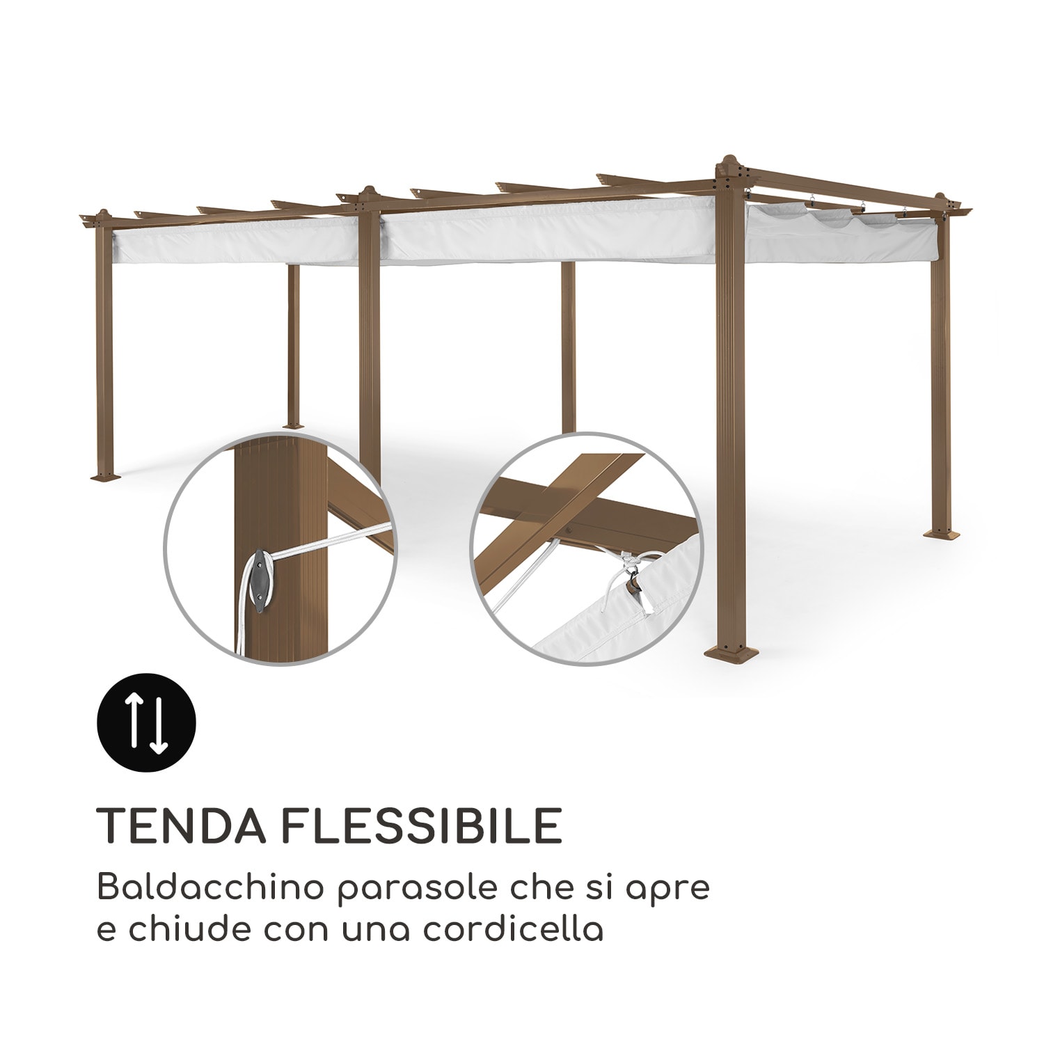 Pantheon Rust, Gazebo, tubi di alluminio, 3x6 m, 4 paletti, idrorepellente 3 x 6 m | Marrone terra/Bianco