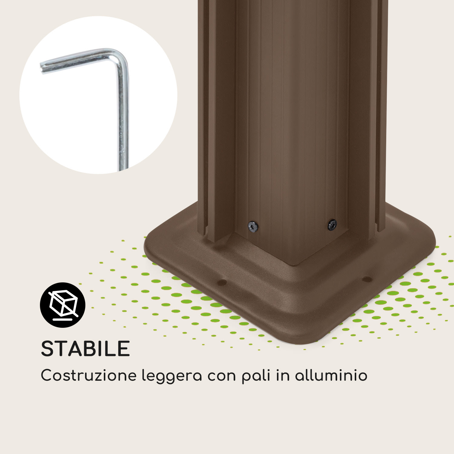 Pantheon Cortina Rust, Gazebo con tetto, 3 x 3 m, 4 componenti laterali 3 x 3 m | Marrone terra/Sabbia