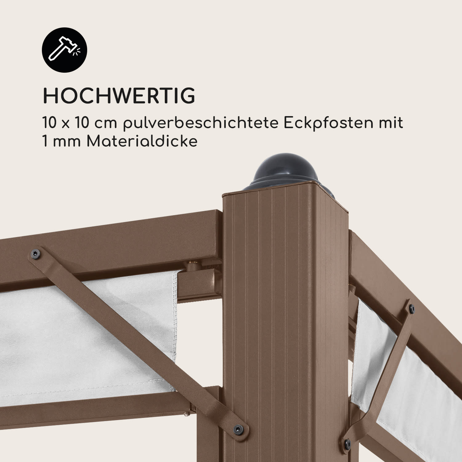 Pantheon Cortina Rust Pavillon mit Dach 3x4 m 4 Seitenteile 3 x 4 m | Erdbraun / Weiß