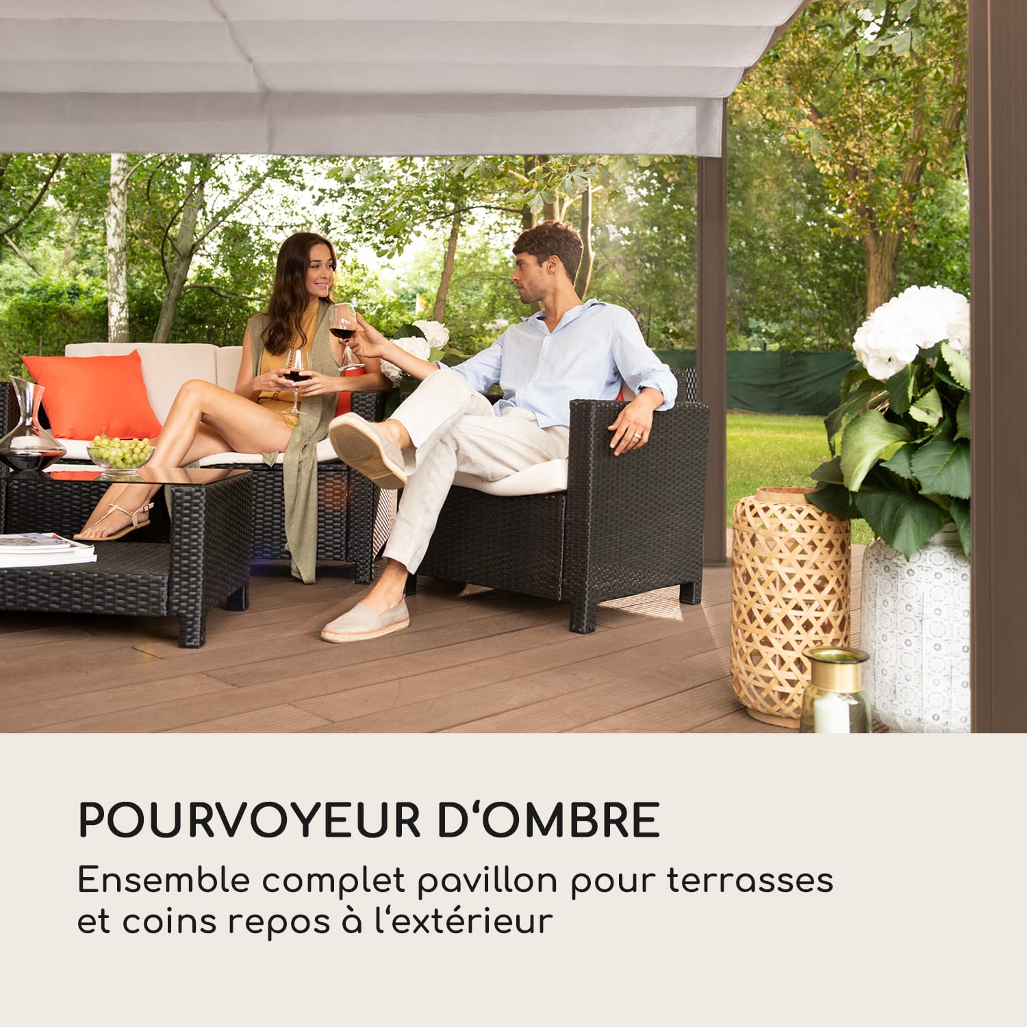 Pantheon Cortina  Rust,  pavillon avec toit, 3x6m, 4 panneaux latéraux 3 x 6 m | Brun terre / blanc