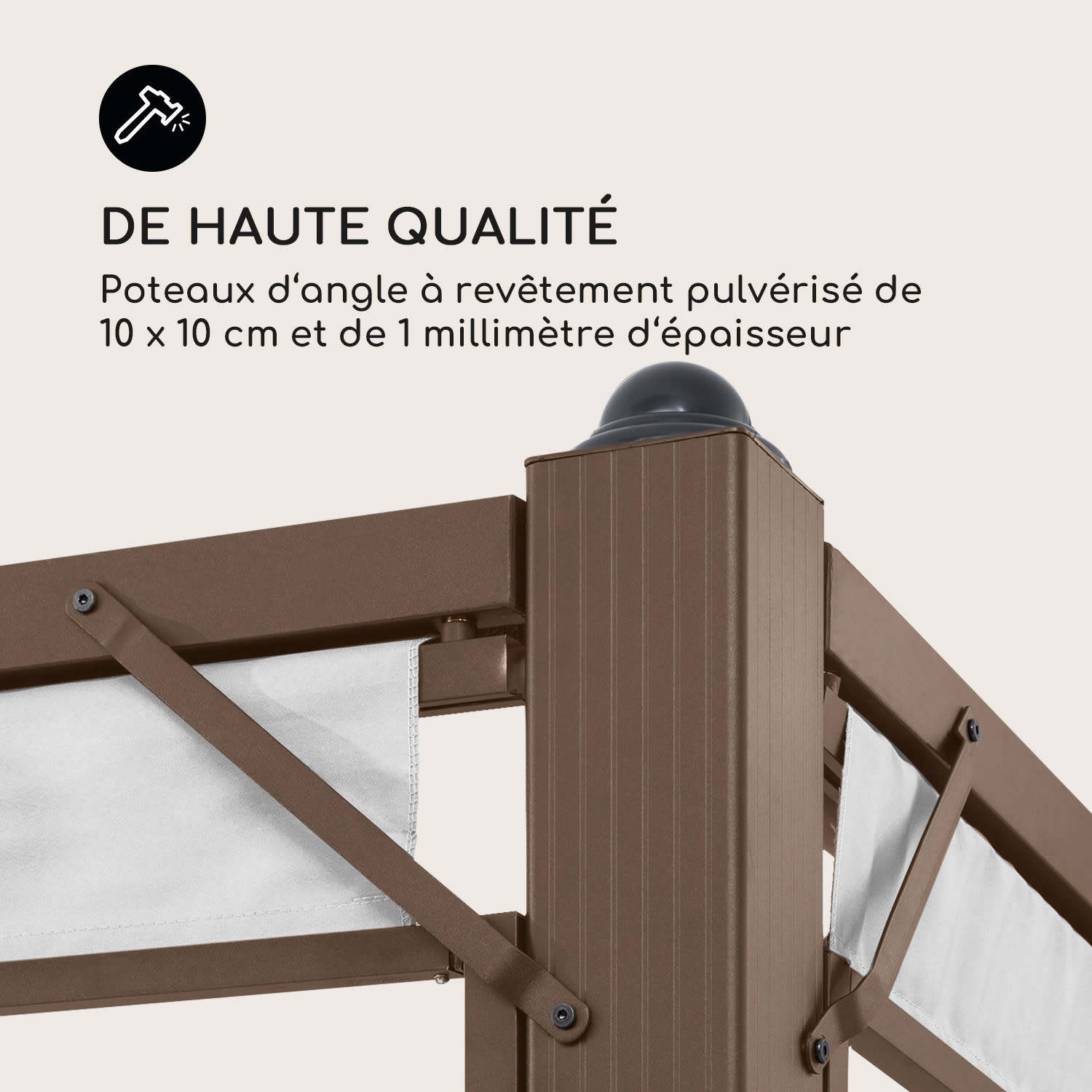 Pantheon Cortina  Rust,  pavillon avec toit, 3x6m, 4 panneaux latéraux 3 x 6 m | Brun terre / blanc