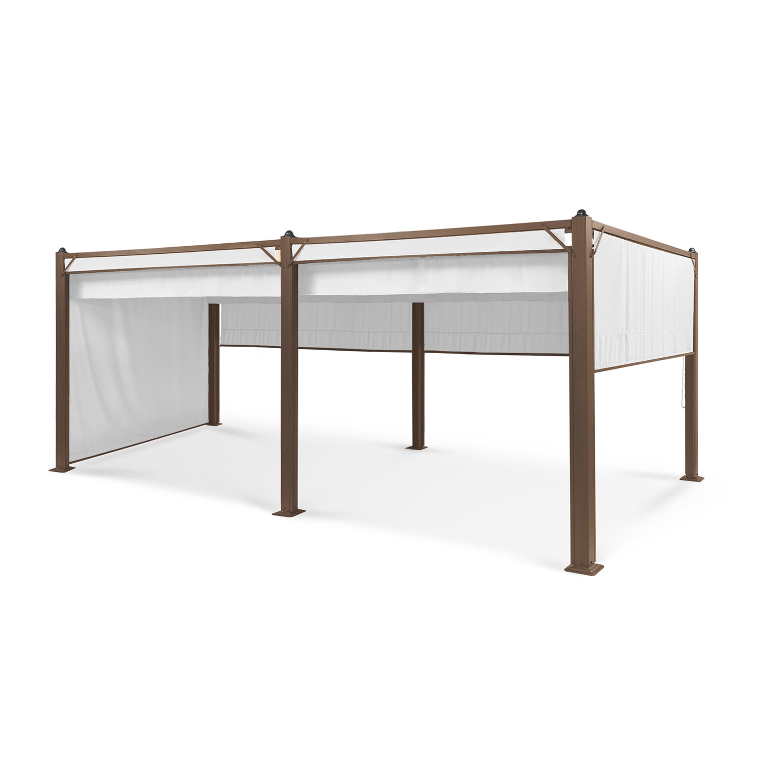 Pantheon Cortina Rust, altana ogrodowa, pawilon, 3 x 6 m, 4 rolety boczne, dach 3 x 6 m | Ziemisty brąz / biel