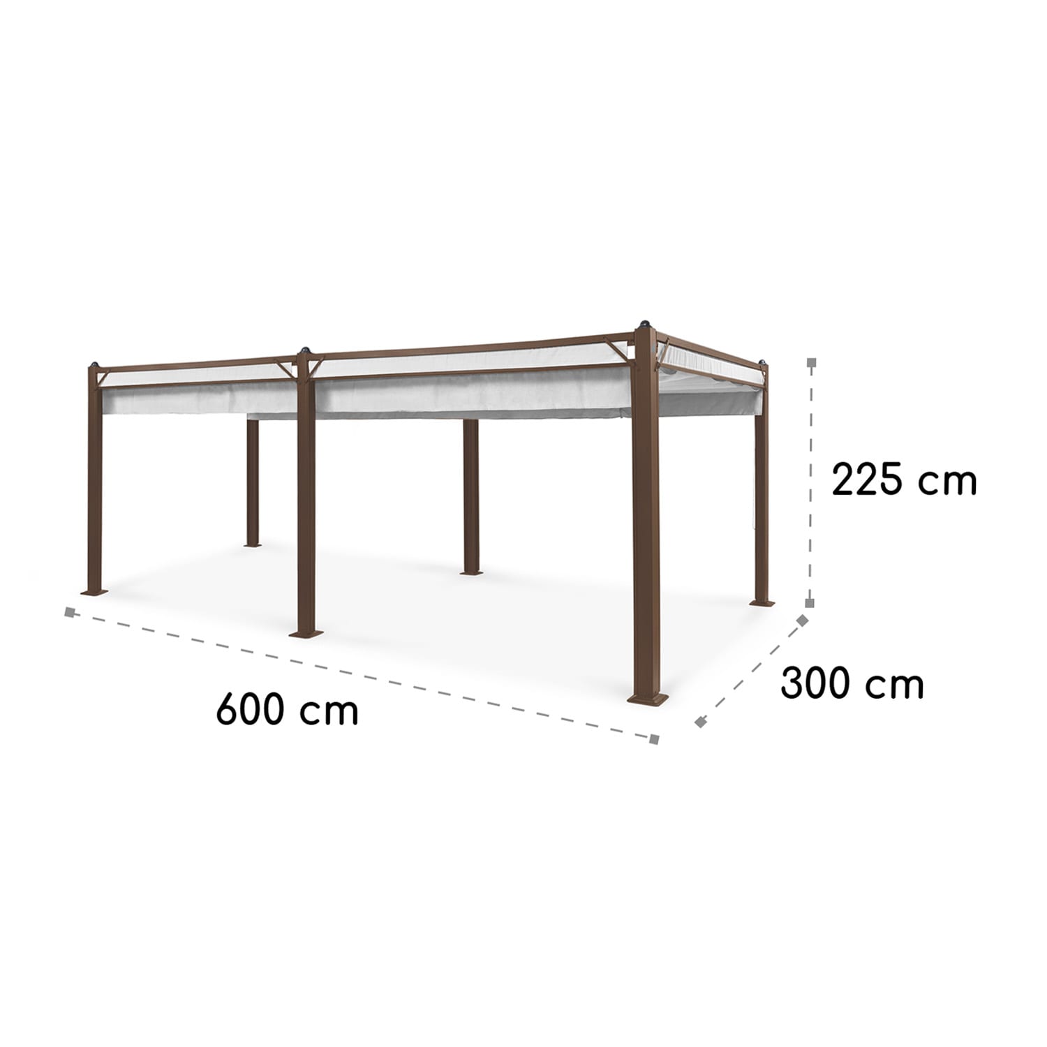 Pantheon Cortina Rust, altana ogrodowa, pawilon, 3 x 6 m, 4 rolety boczne, dach 3 x 6 m | Ziemisty brąz / biel