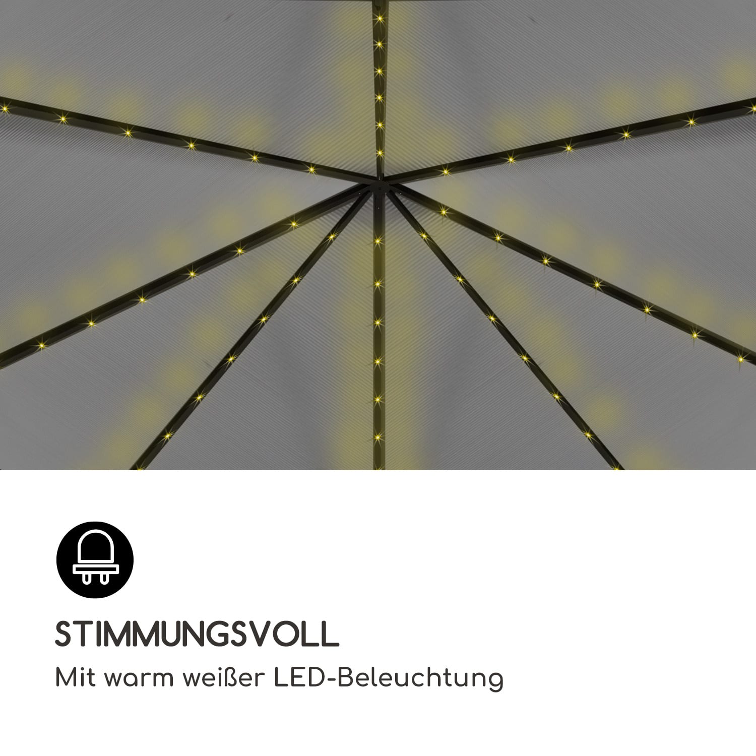 Pantheon Solid Sky Ambient Solar Pavillon mit grauem Dach 3x3m  Polycarbonat Aluminium 3 x 3 m | Schwarz