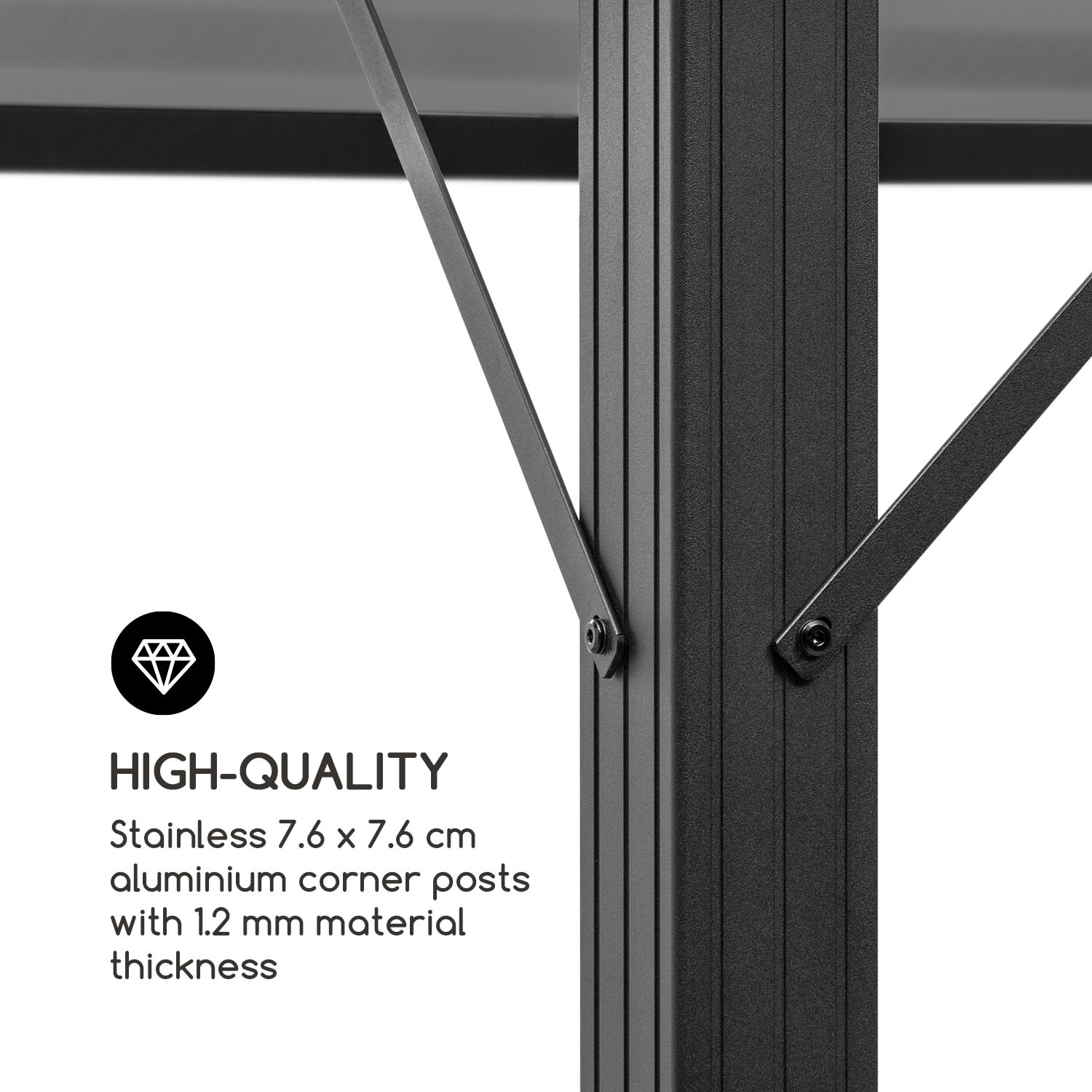 Panteon Solid Sky Ambient Solar, sjenica s nadstrešnicom, 3 × 3 m, polikarbonat, aluminij 