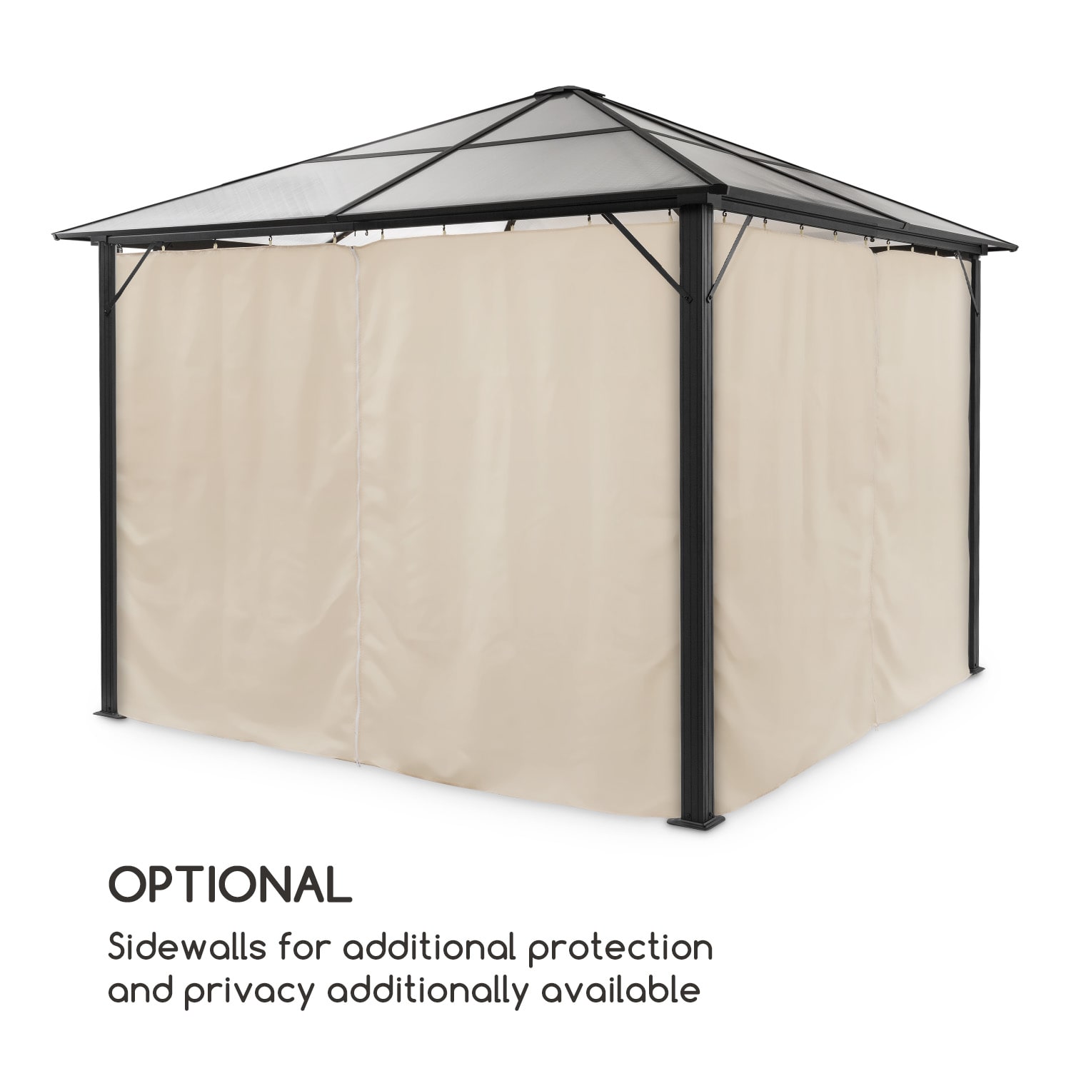 Pantheon Solid Sky Ambient Solar, pavilon s šedou střechou, 3 × 3 m, polykarbonát, hliník 3 x 3 m | Šedá