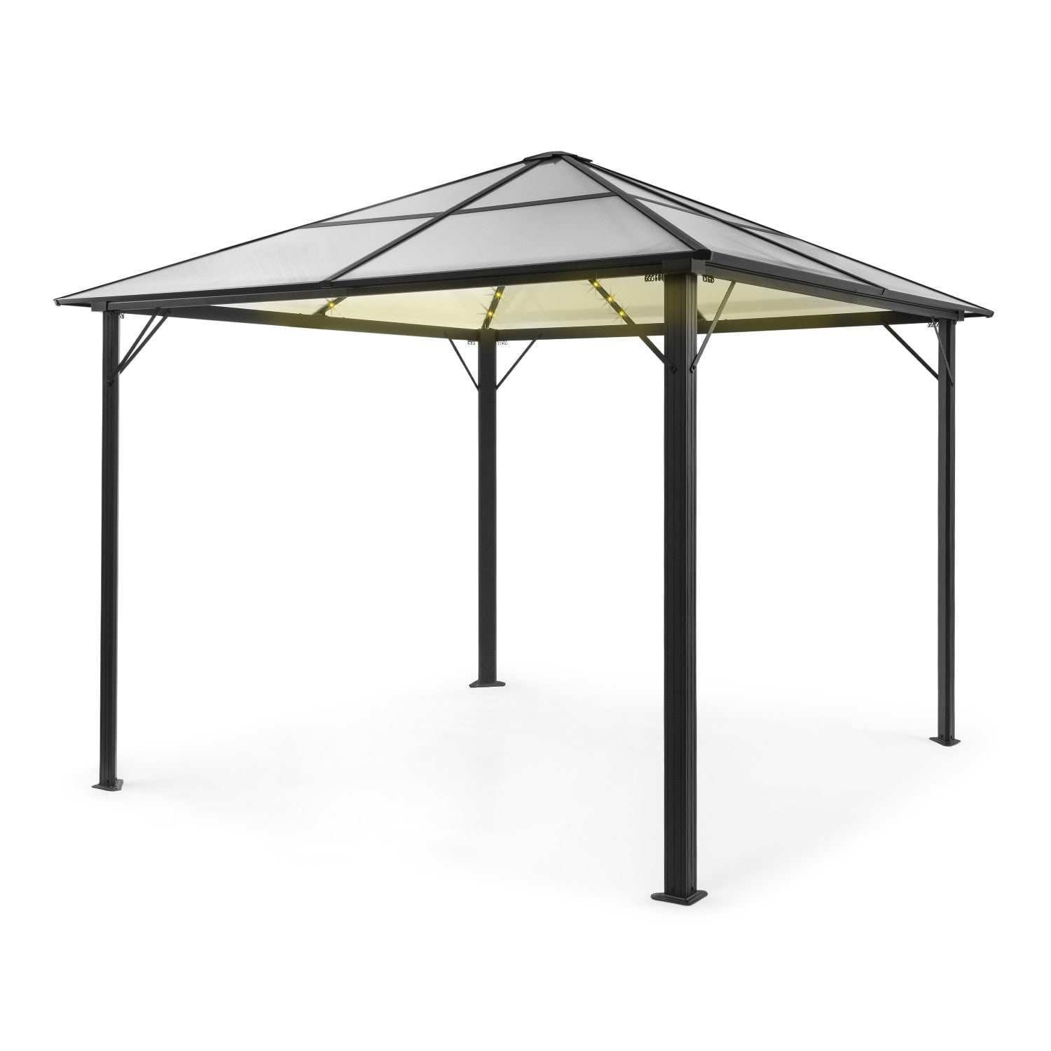 Pantheon, Solid Sky Ambient Solar Pavilion, 3x3m, polycarbonate aluminium, with grey roof 3 x 3 m | Grey