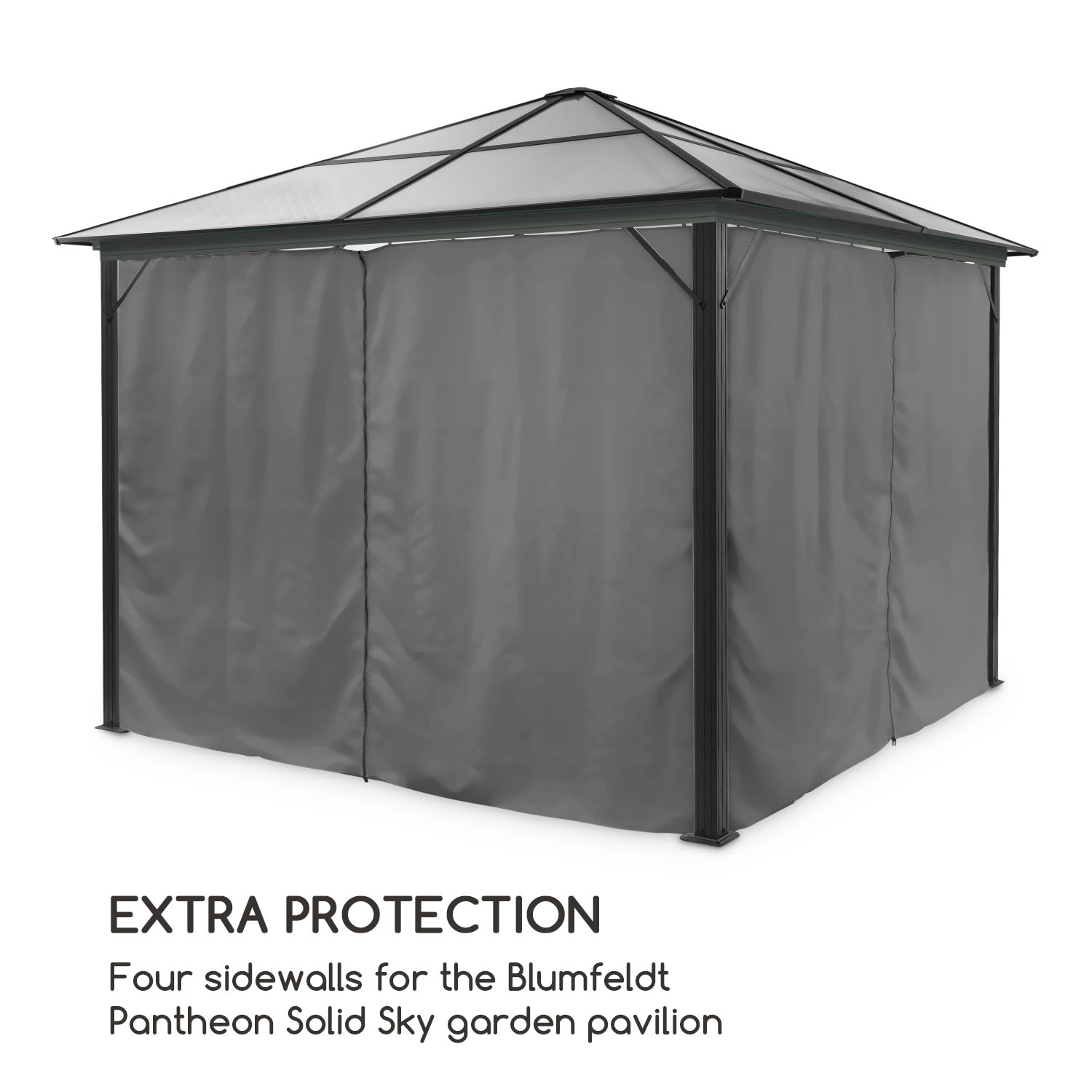 Pantheon Solid Sky, kotary do altany ogrodowej, ściany boczne, 3 x 3 m, 4 sztuki, 140 g/m² 3 x 3 m | Ciemnoszary
