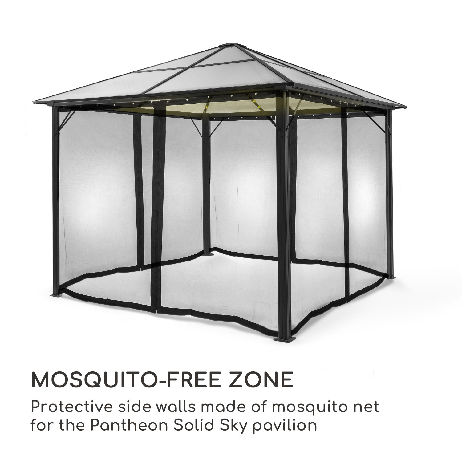 Pantheon Solid Sky Ambient Solar, moskitiera do pawilonu ogrodowego, 3 x 3 m 3 x 3 m | Czarny
