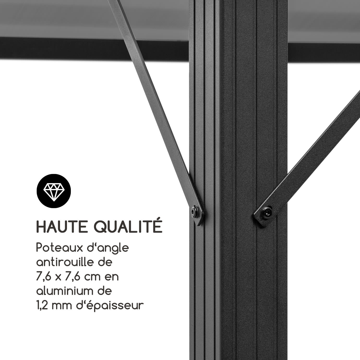 Pantheon Solid Sky Ambient Solar paviljoen met dak 3x4m polycarbonaat aluminium verlicht 