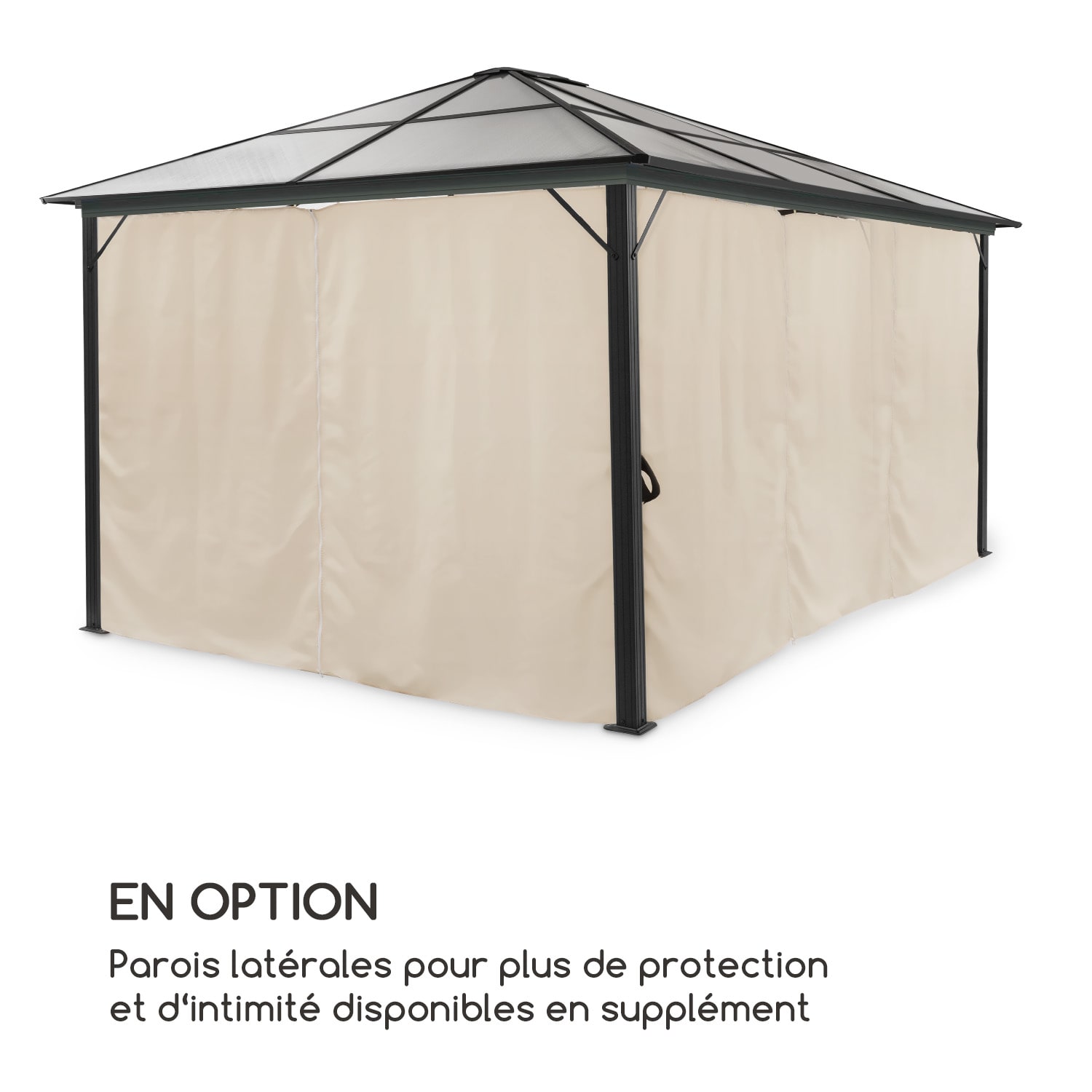 Pantheon Solid Sky Ambient Solar Pavillon mit Dach 3x4m Polycarbonat Aluminium beleuchtet 3 x 4 m | Transparant