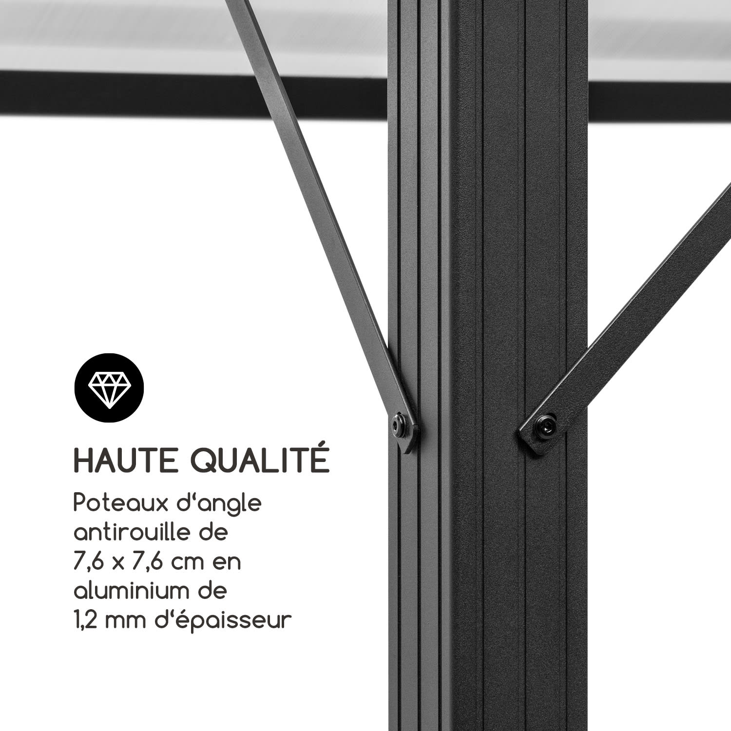 Pantheon Solid Sky Ambient Solar Pavillon mit Dach 3x4m Polycarbonat Aluminium beleuchtet 3 x 4 m | Transparant