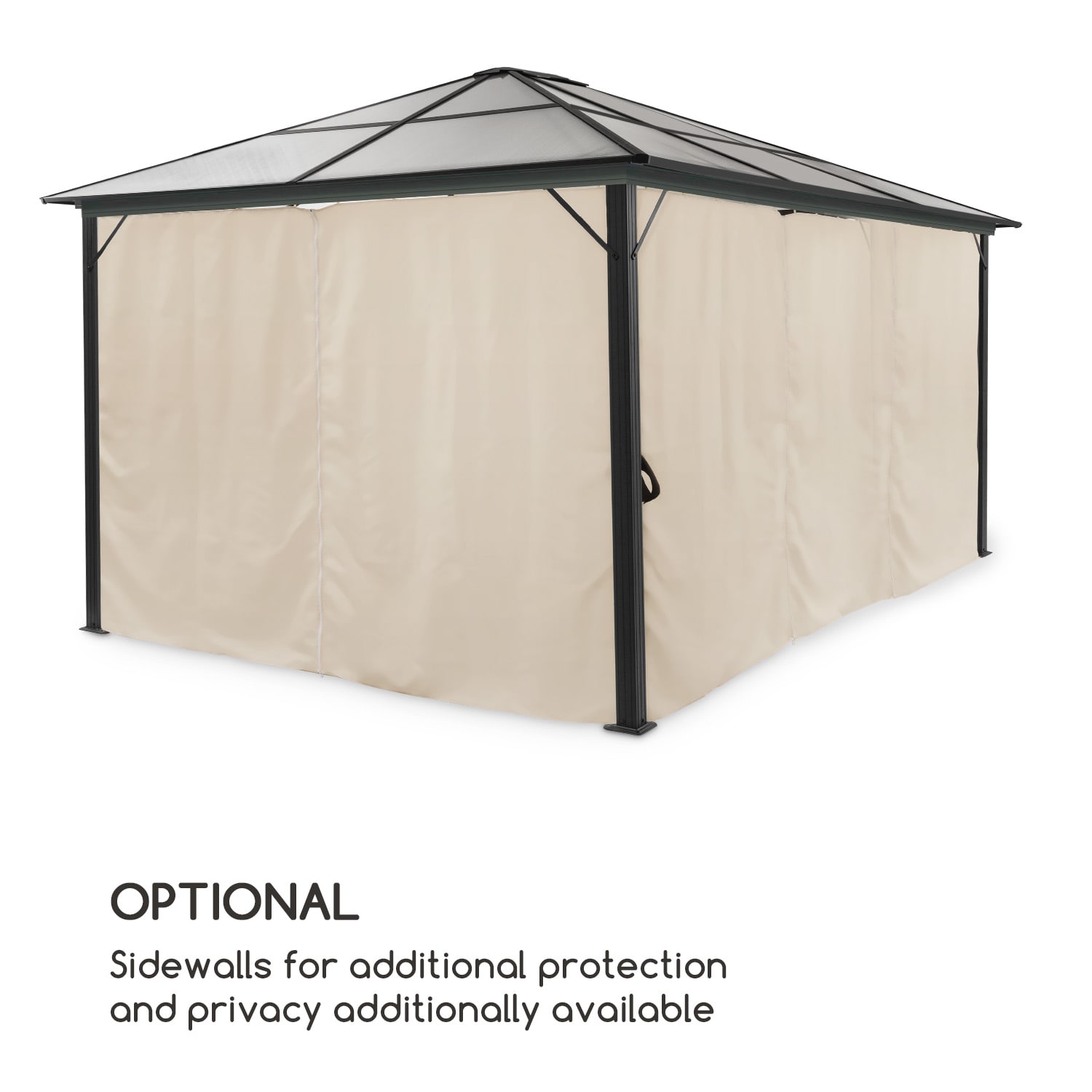 Pantheon, Solid Sky Ambient Solar Pavilion, with roof, 3x4m, polycarbonate aluminium, illuminated 3 x 4 m | Transparent