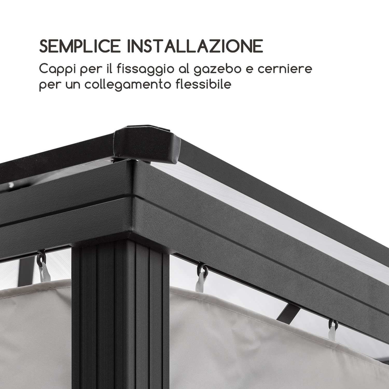 Pantheon Solid Sky, Pareti laterali per gazebo, 3x4, 4 pz., 140g/m² 3 x 4 m | Grigio tortora