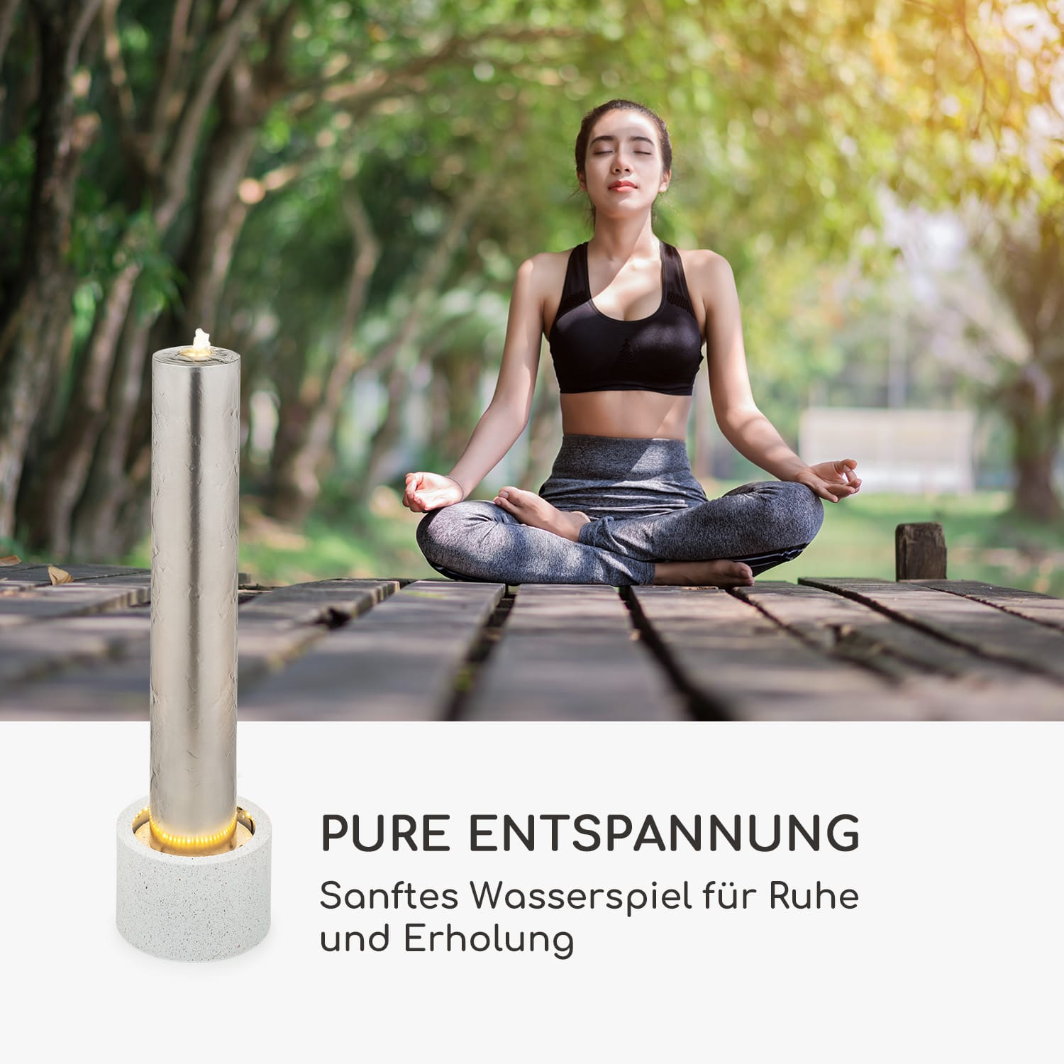 Ayana Brunnen Gartenbrunnen Zierbrunnen 12W Pumpe Stahl LED 