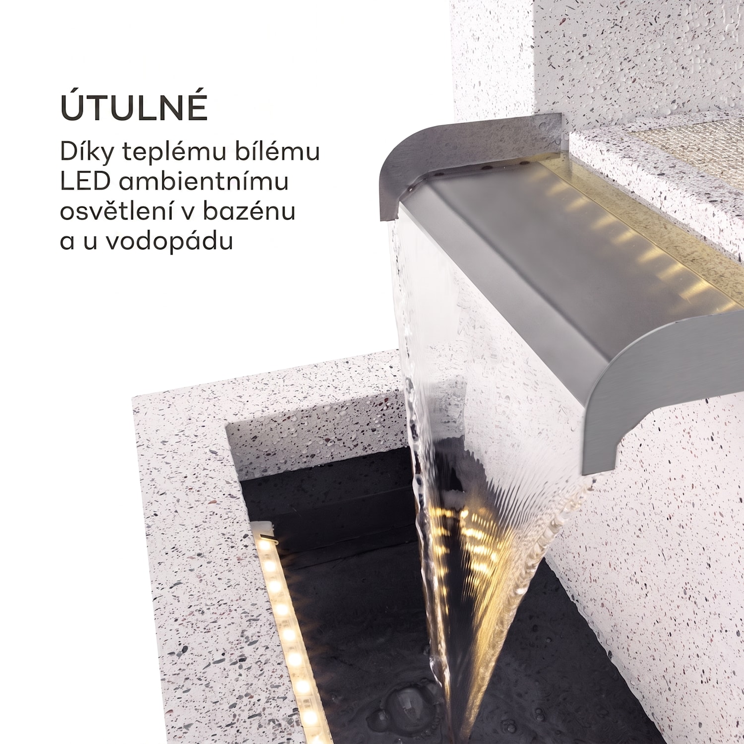 Bloomingstone, fontána, zahradní fontána, okrasná fontána, 20 W, čerpadlo, zinek, LED 