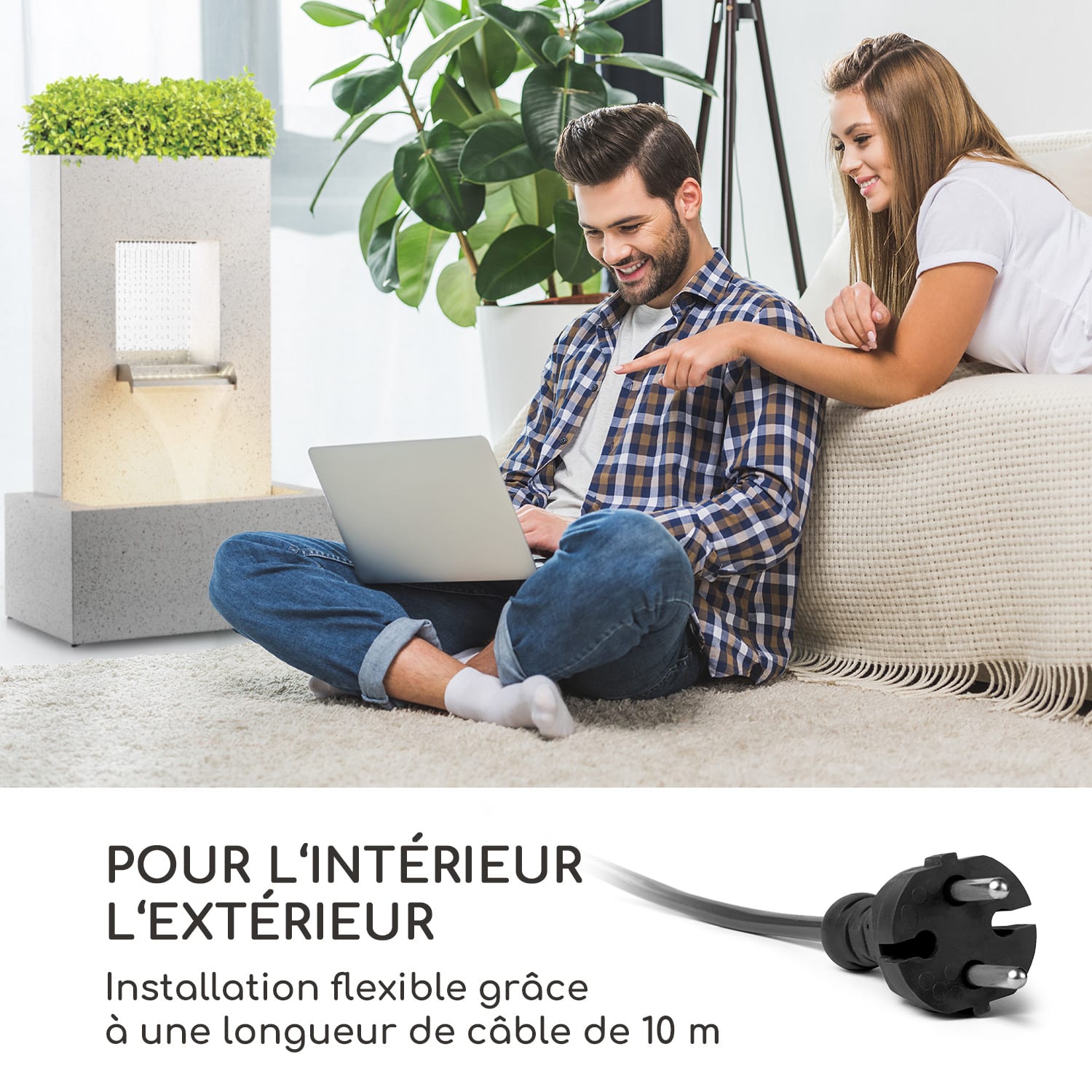 Bloomingstone Fontaine Fontaine de jardin Fontaine ornementale Pompe 20W Zinc LED 