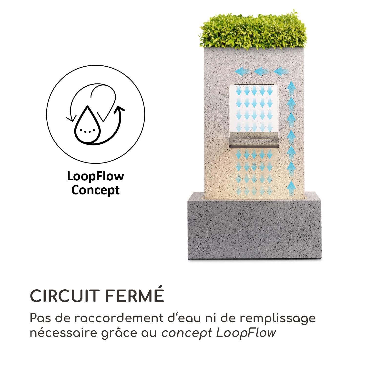 Bloomingstone Fontaine Fontaine de jardin Fontaine ornementale Pompe 20W Zinc LED 