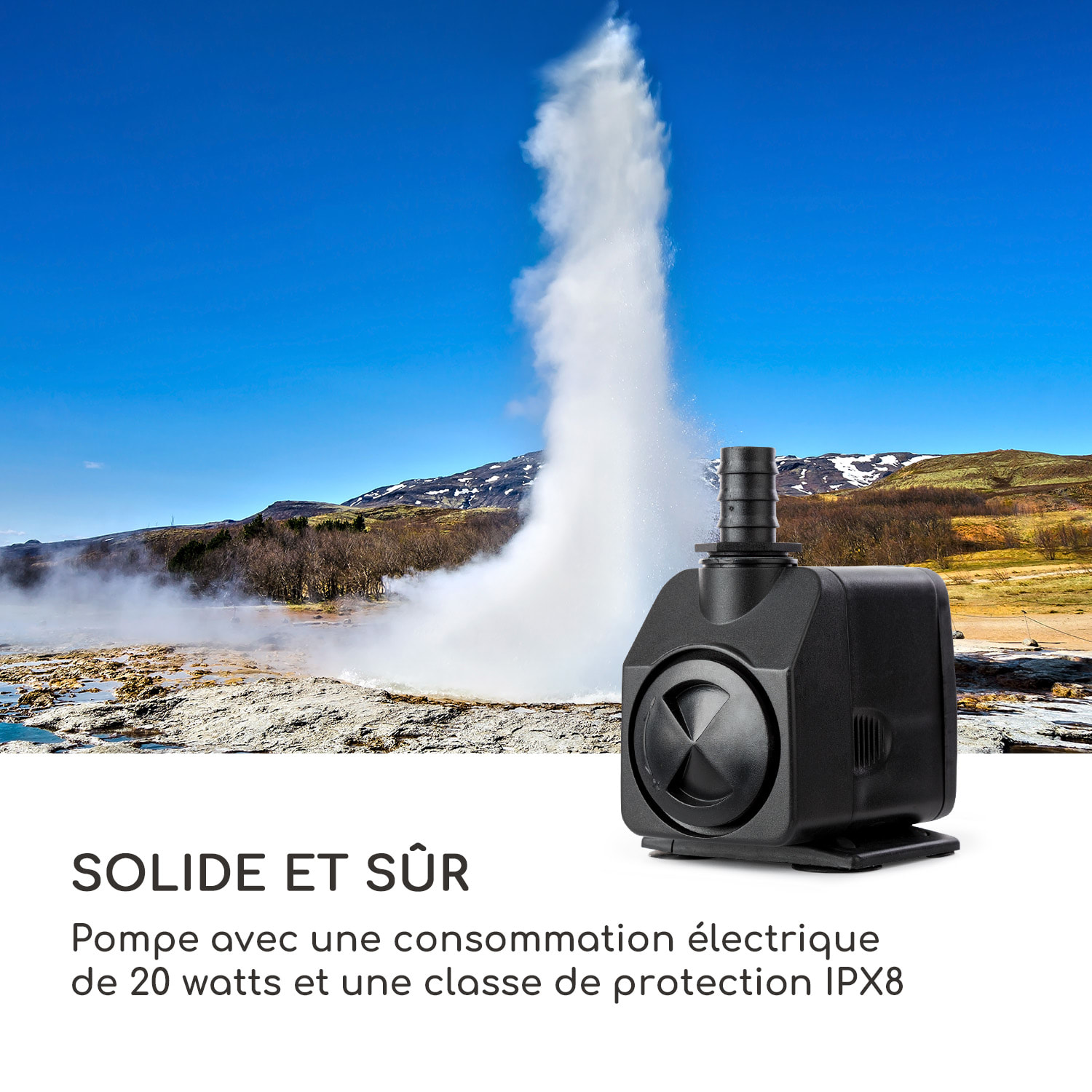 Bloomingstone Fontaine Fontaine de jardin Fontaine ornementale Pompe 20W Zinc LED 