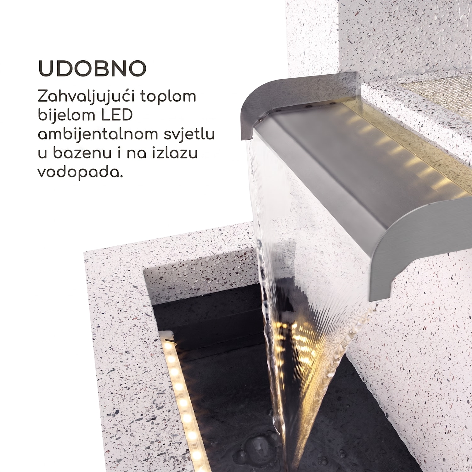 Bloomingstone, fontana, vrtna fontana, ukrasna fontana, 20 W, crpka, cink, LED 