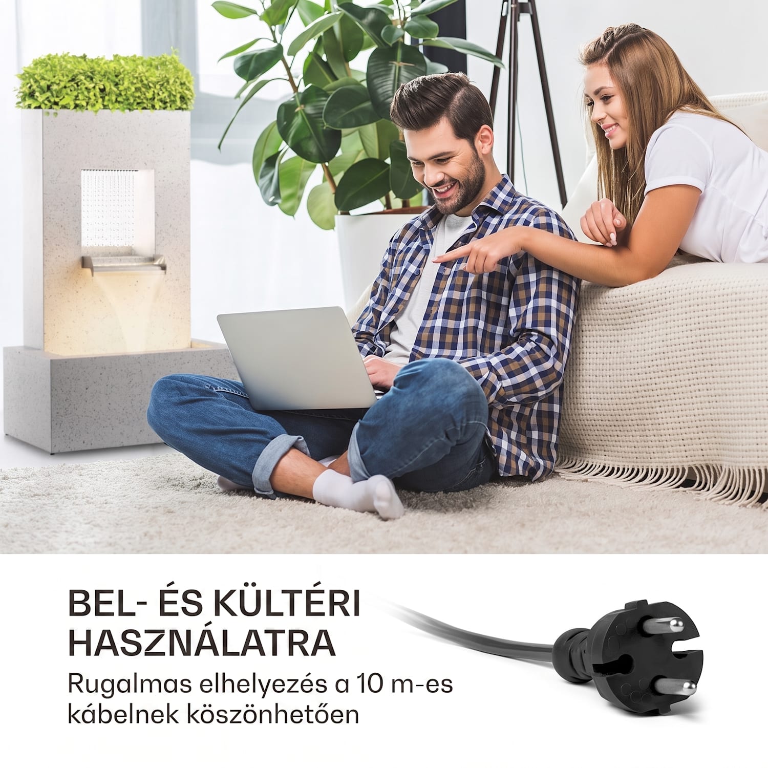 Bloomingstone, szökőkút, kerti szökőkút, díszszökőkút, 20 W, szivattyú, cink, LED 