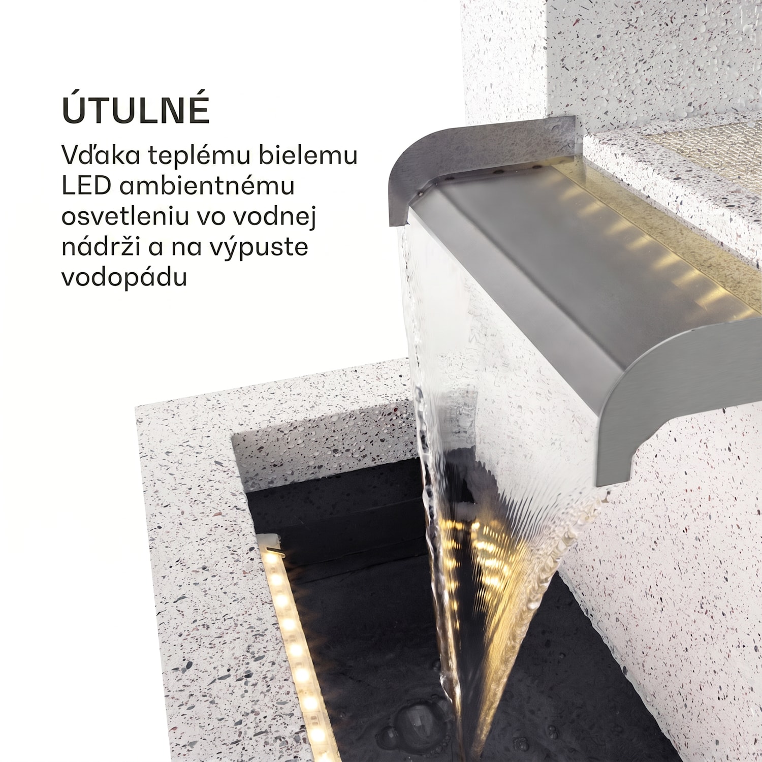 Bloomingstone, fontána, záhradná fontána, okrasná fontána, 20 W, čerpadlo, zinok, LED 