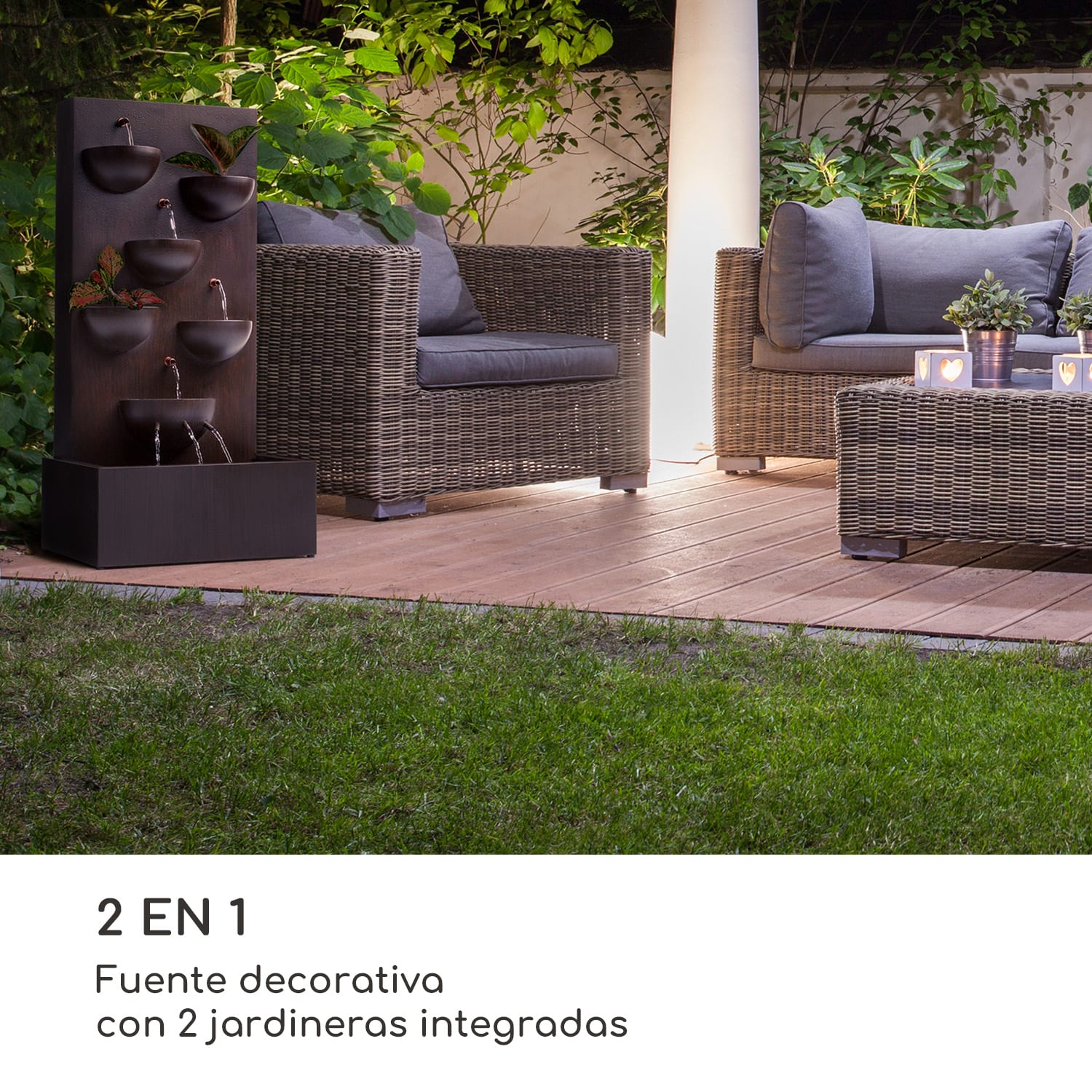 Fuente de jardín decorativa Montpellier 8W bomba zinc color óxido 